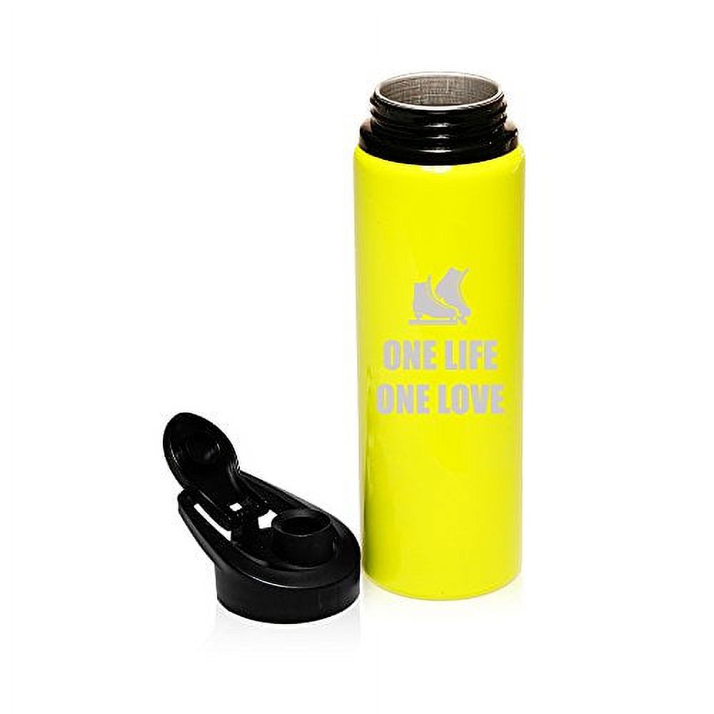 25 oz Aluminum Sports Water Travel Bottle One Life Ice Skating (Yellow)