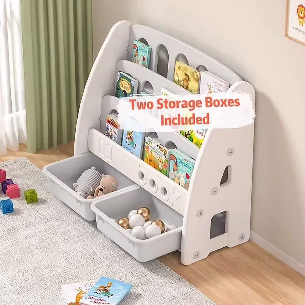 Preschool Bookshelf with Storage Drawers