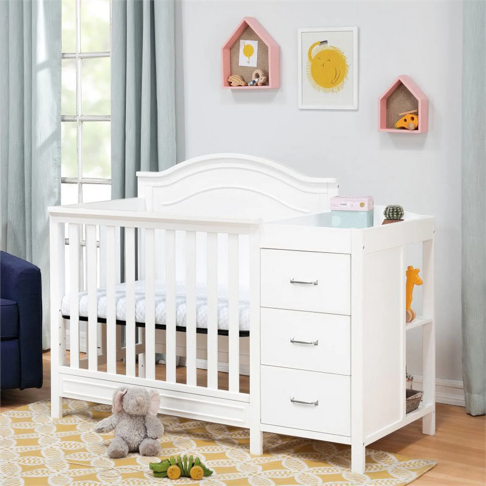 DaVinci Charlie 4-in-1 Convertible Mini Crib & Changer in White