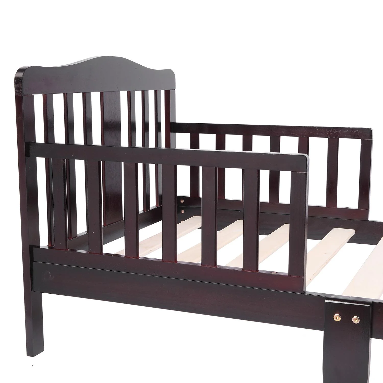 UBesGoo Toddler Bed, Wood Kids Bedframe Children Classic Sleeping Bedroom Furniture w/Safety Rail Fence (Cherry)