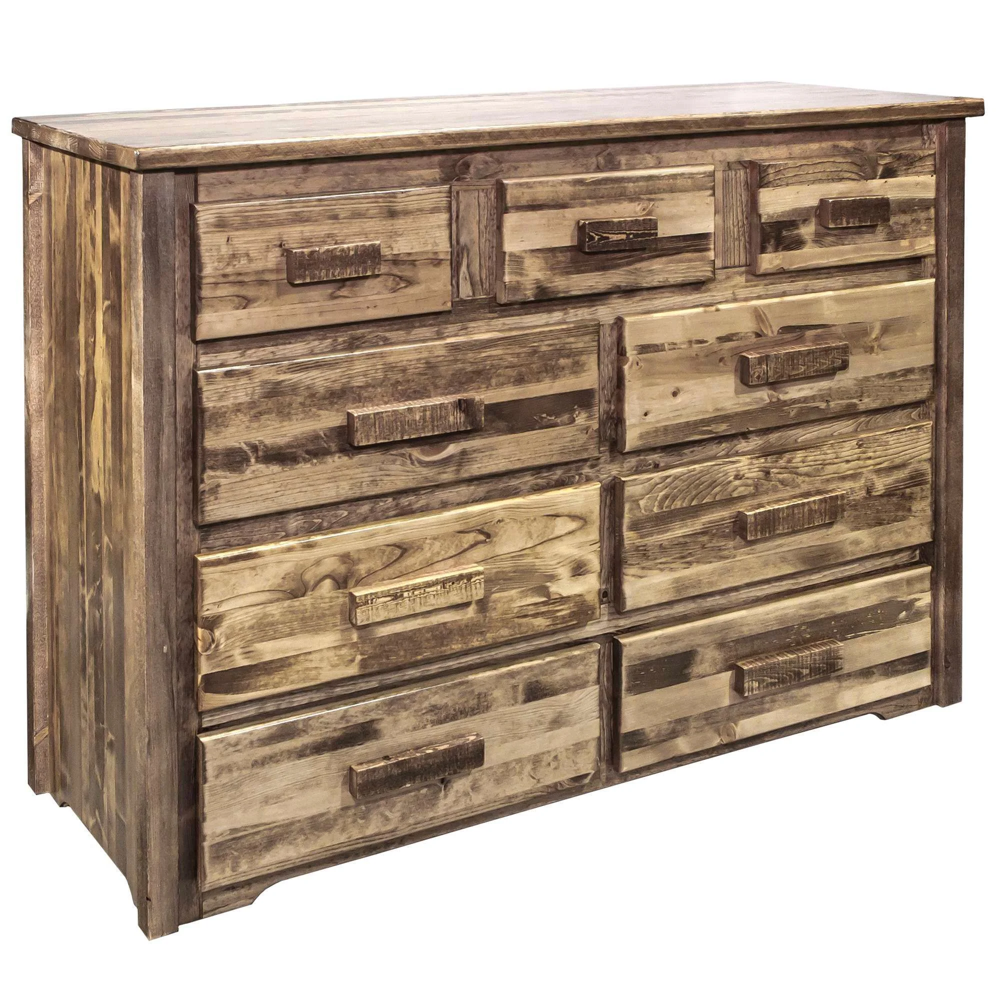 Homestead Collection 9 Drawer Dresser, Stain & Clear Lacquer Finish