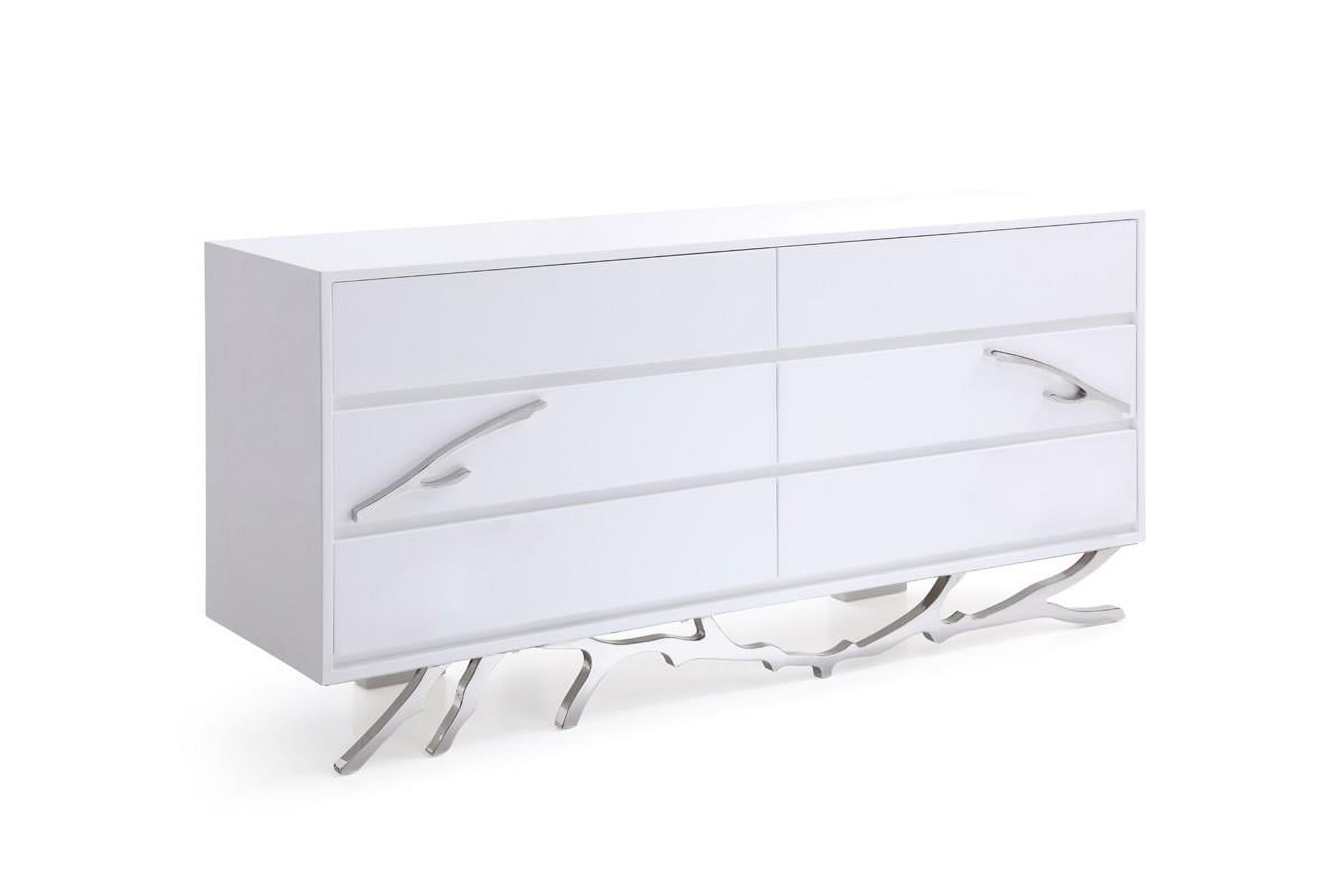 Modern White High Gloss Finish & Chrome Dresser VIG Modrest Legend