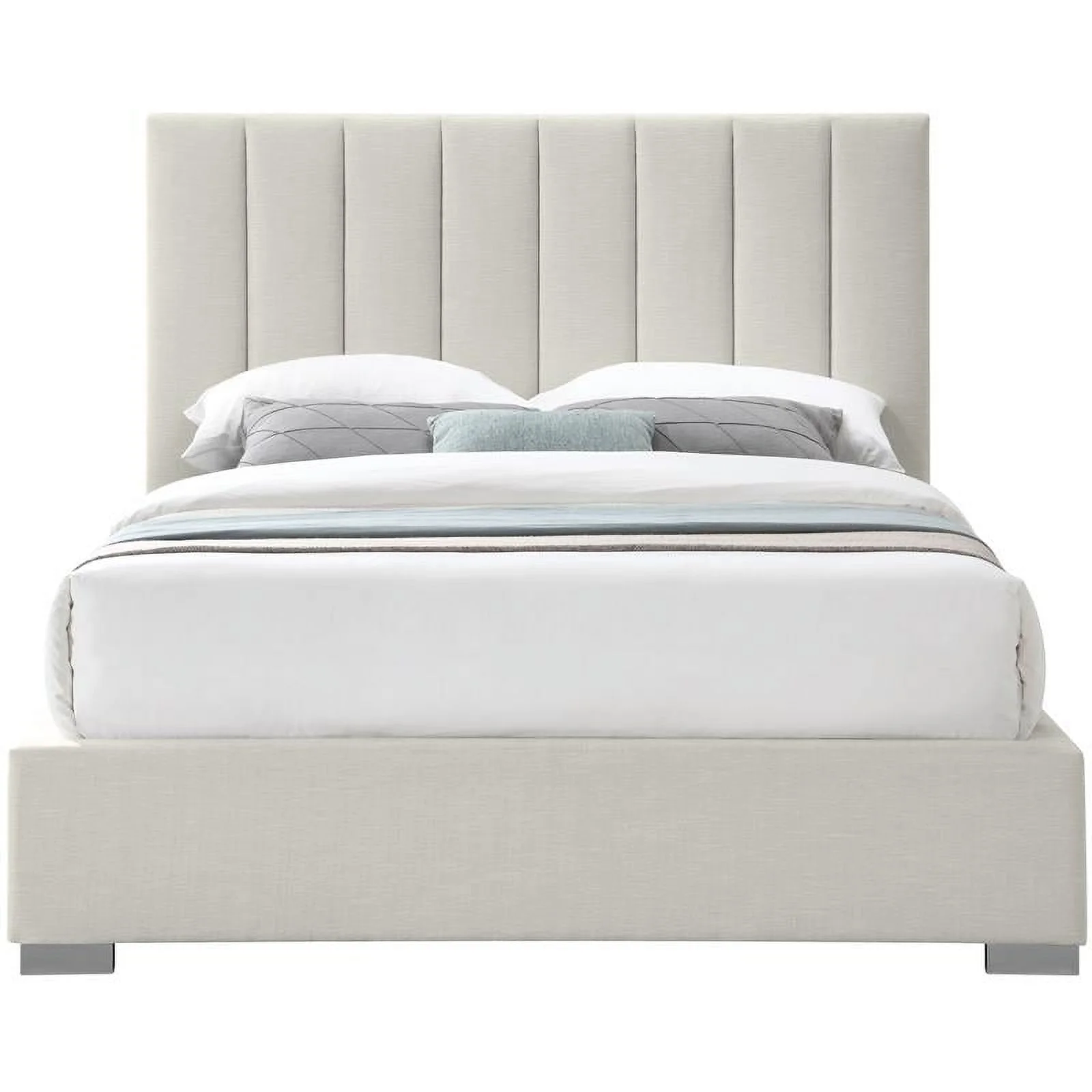 Meridian Furniture Pierce Beige Linen Textured Fabric King Bed