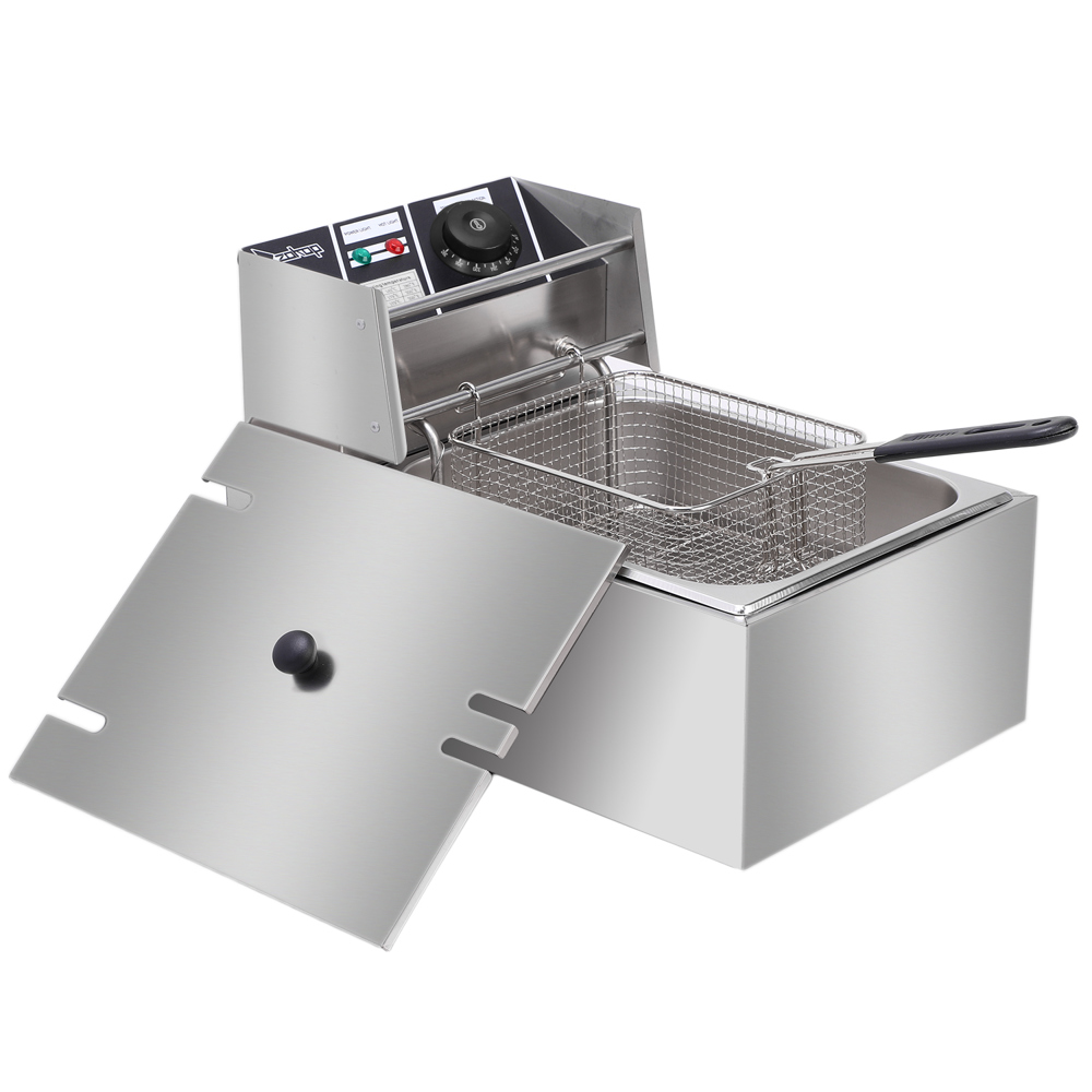 EH81 2500W MAX 110V 6.3QT/6L Stainless Steel Single Cylinder Electric Fryer