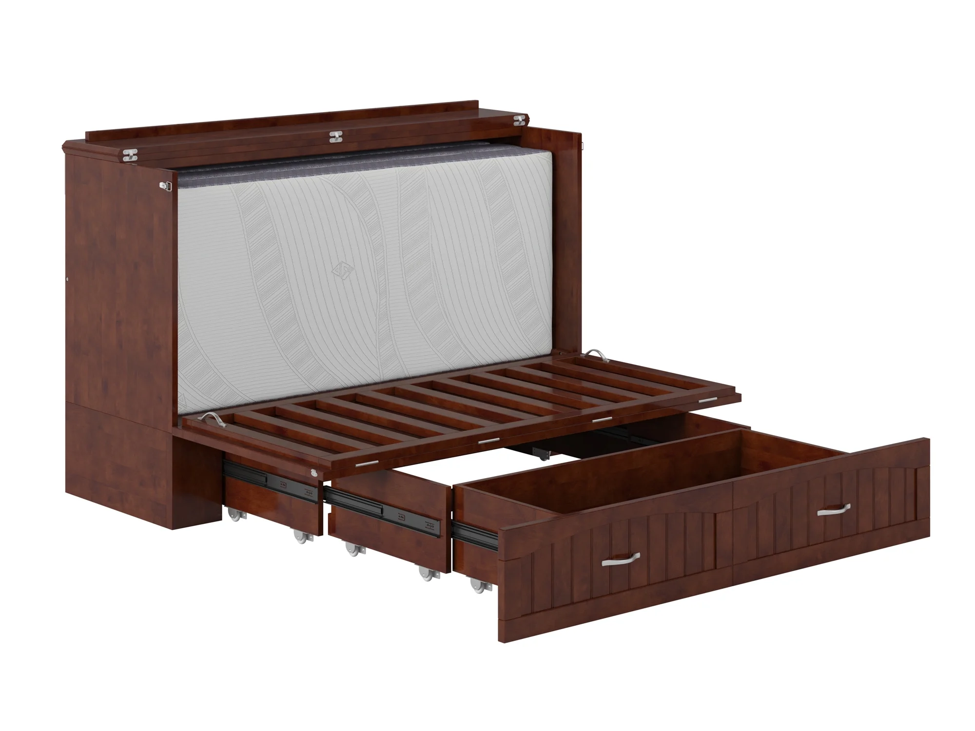 Southampton Murphy Bed Chest Queen Walnut with Charging Station