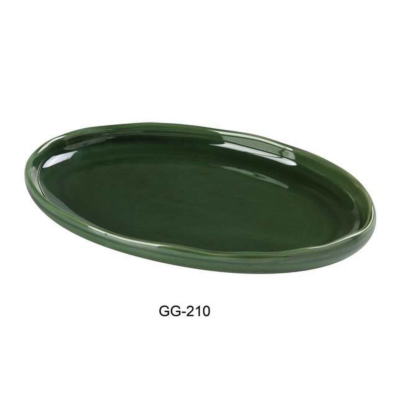 Green Gem Oval Plate, Green - Pack of 24