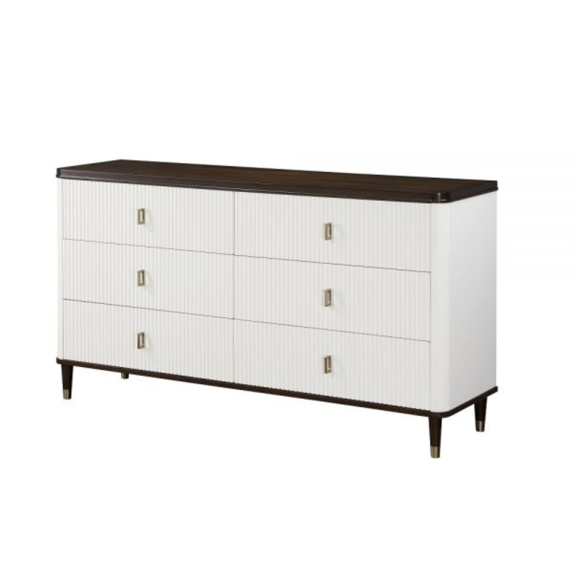 ACME Carena Wooden 6-Drawer Dresser with Jewelry Tray in White and Brown