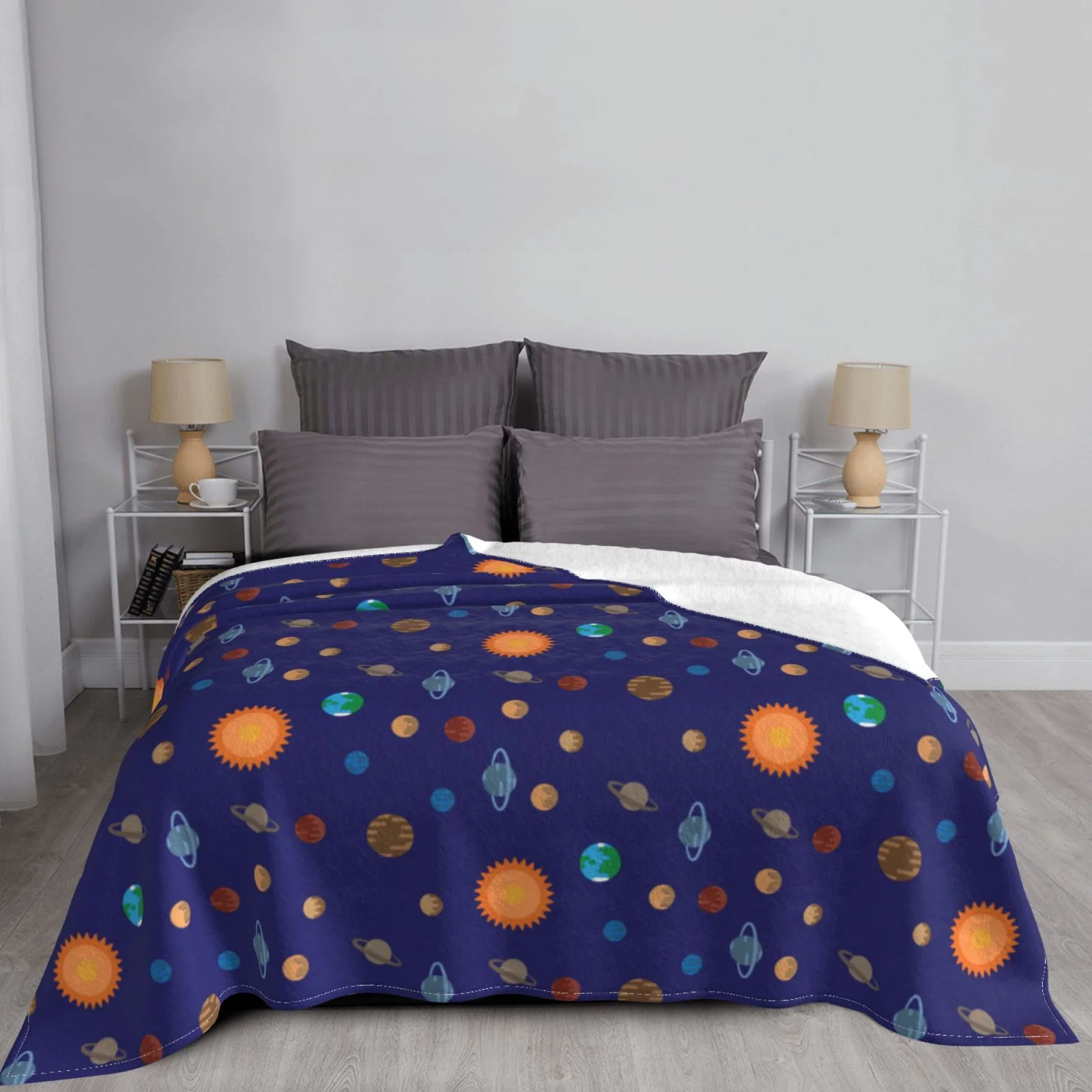 Universe Outer Space Galaxy Pattern Throw Blanket, Super Soft Anti-Pilling Flannel Bed Blankets, 40