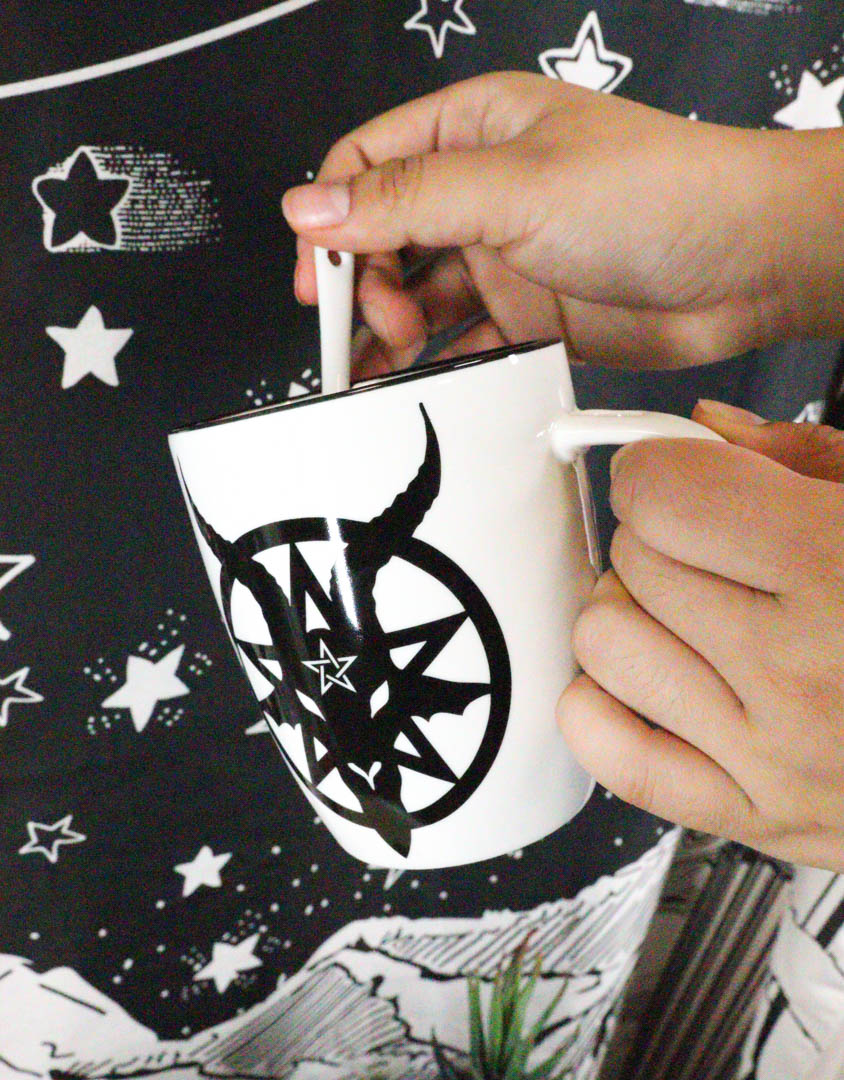Occult Sigil Of Baphomet Sabbatic Goat Bone China Mug & Spoon Set