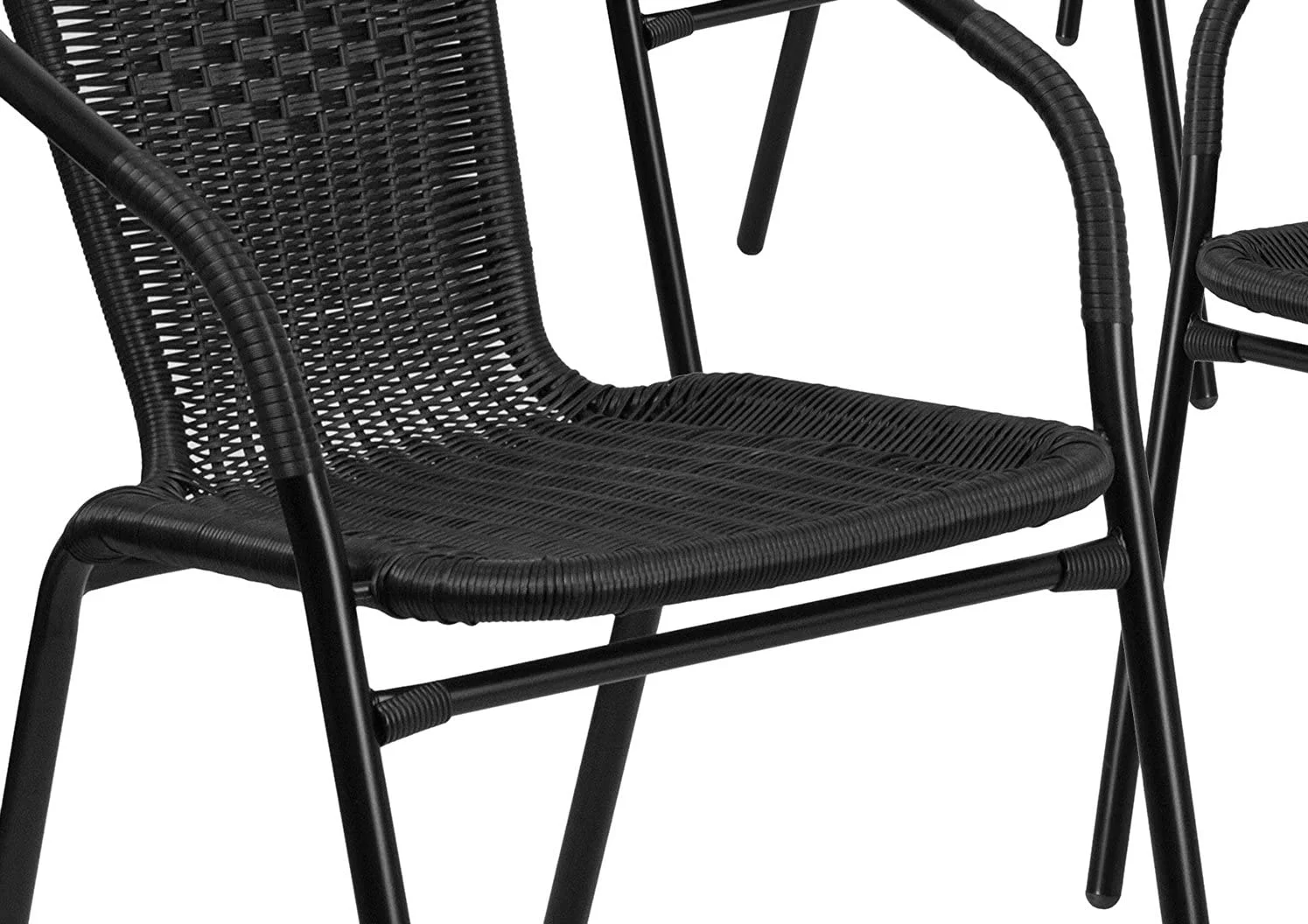 Flash Furniture Lila 4 Pack Black Rattan Indoor-Outdoor Restaurant Stack Chair