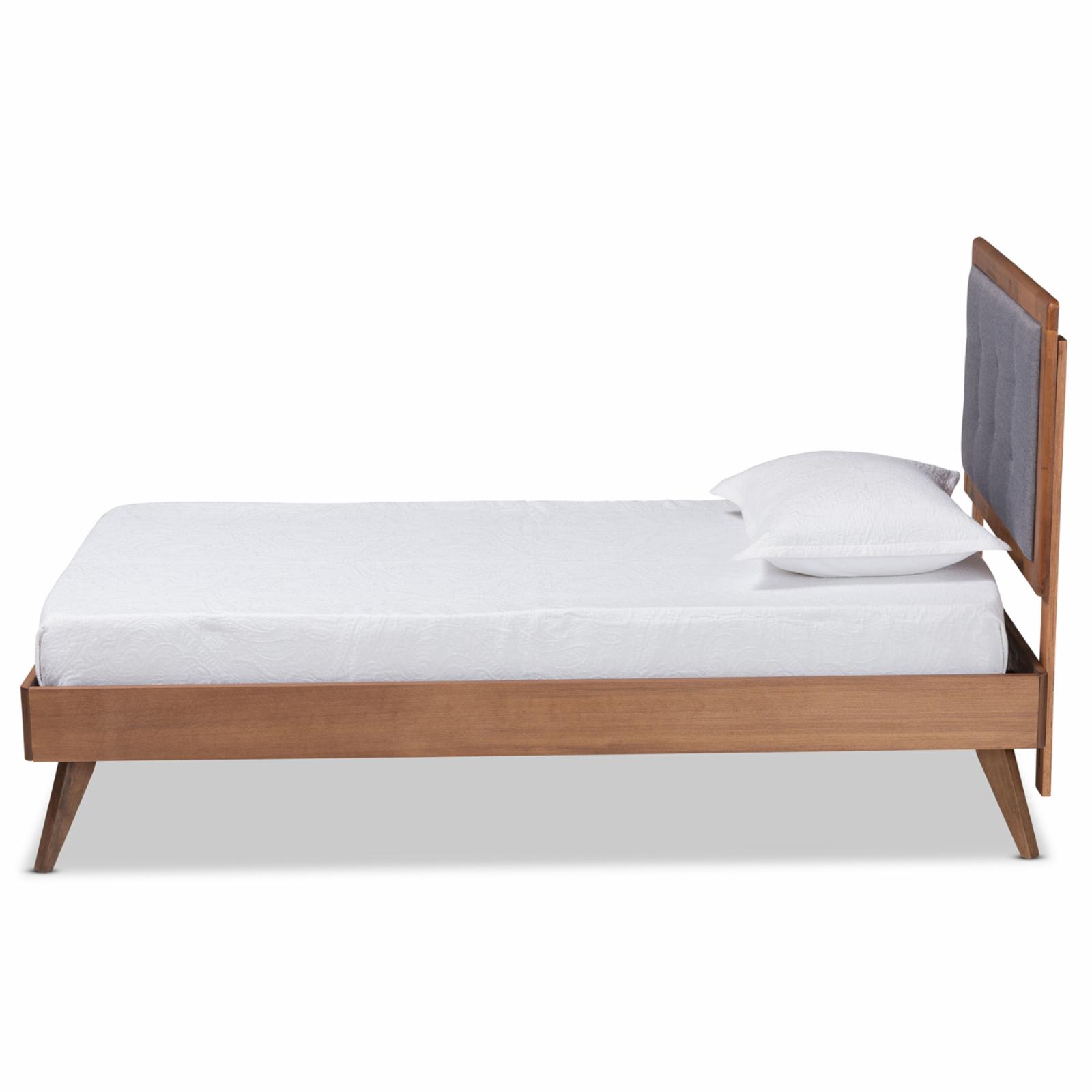 Baxton Studio Alida Dark Grey and Brown Finished Wood Twin Size Platform Bed