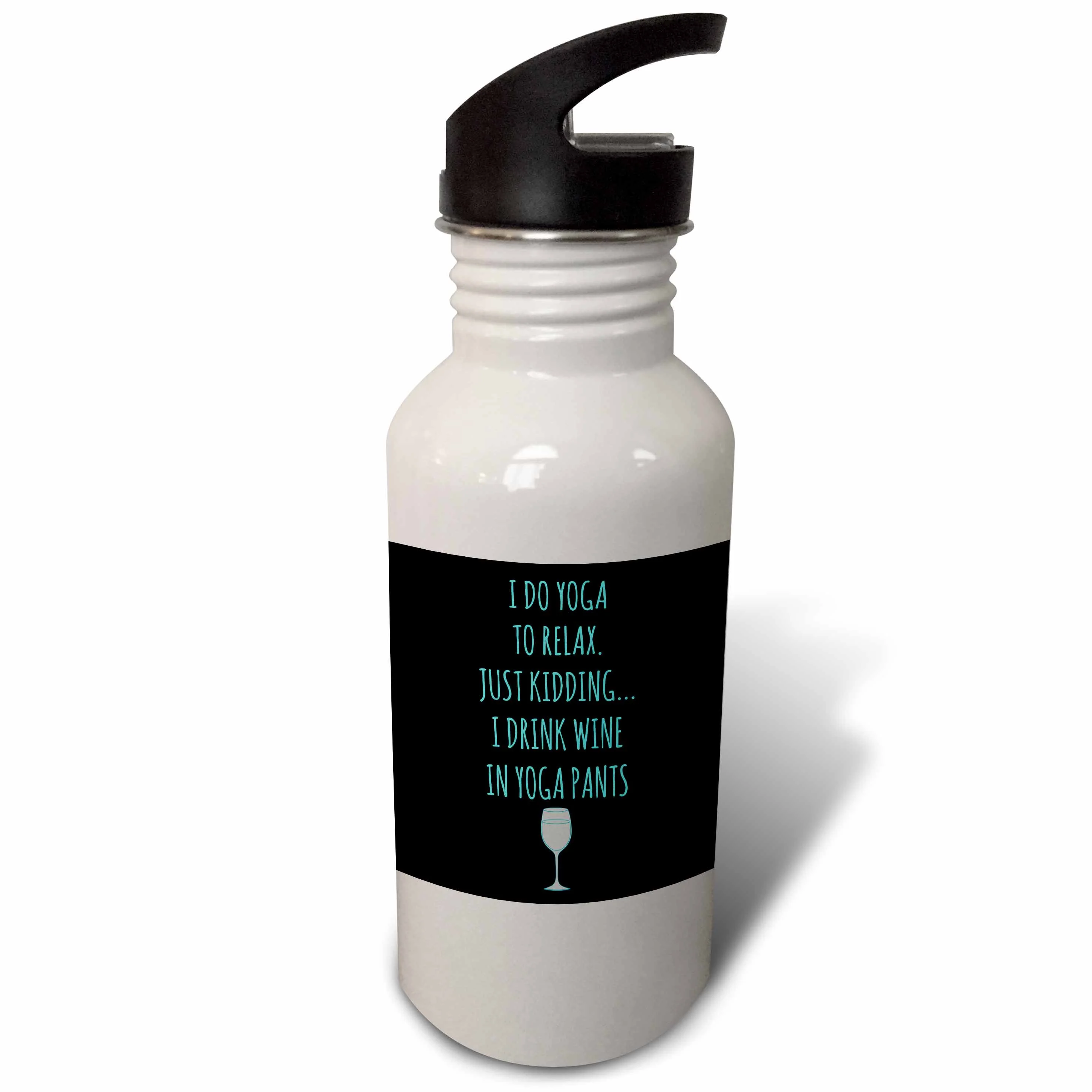 I do yoga to relax, just kidding I drink wine in yoga pants light blue 21 oz Sports Water Bottle wb-219913-1
