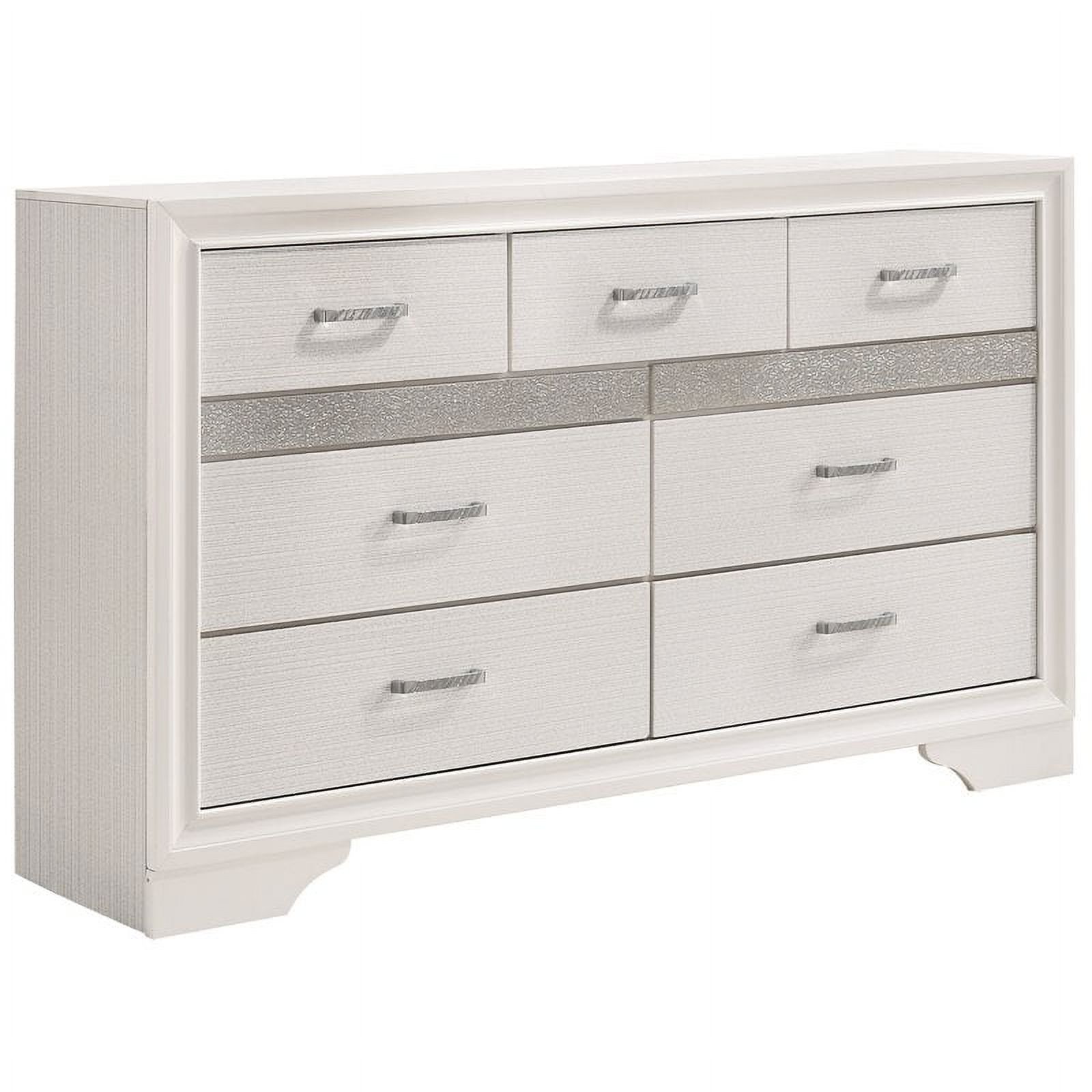 Bowery Hill 7 Drawer Dresser in White and Rhinestone