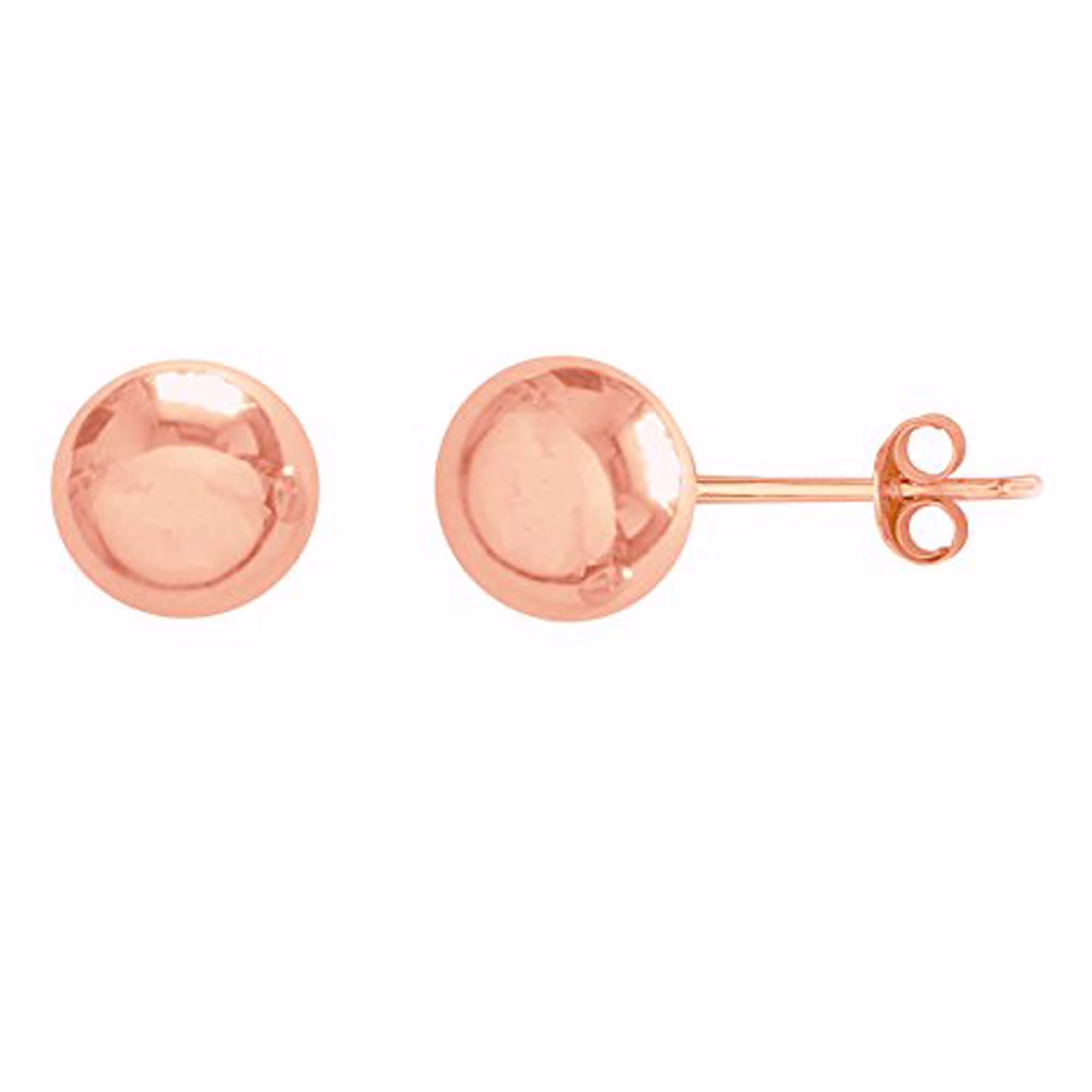 14k Rose Pink Gold Ball Stud Post Earrings 3,4,5,6,7,8mm (6 Millimeters)