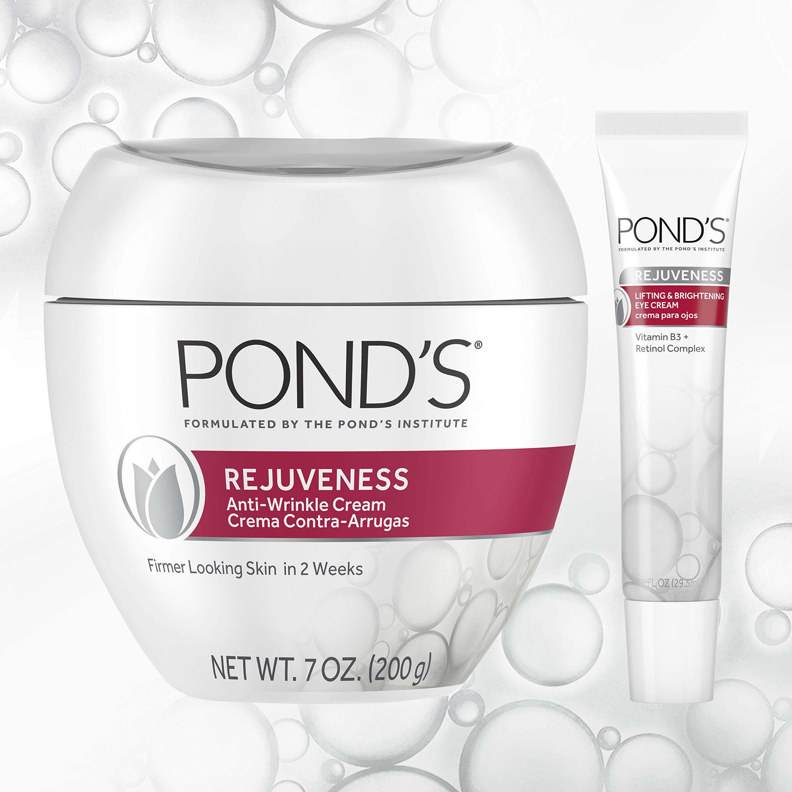 Pond,S Anti-Wrinkle Cream And Eye Cream Anti-Aging Face Moisturizer Rejuveness With Vitamin B3 And Retinol Complex, 7 Ounce (Pack Of 2)