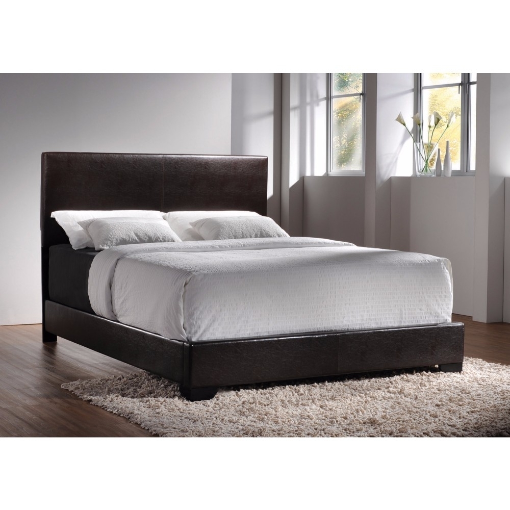 Queen Upholstered Platform Bed, Dark Brown