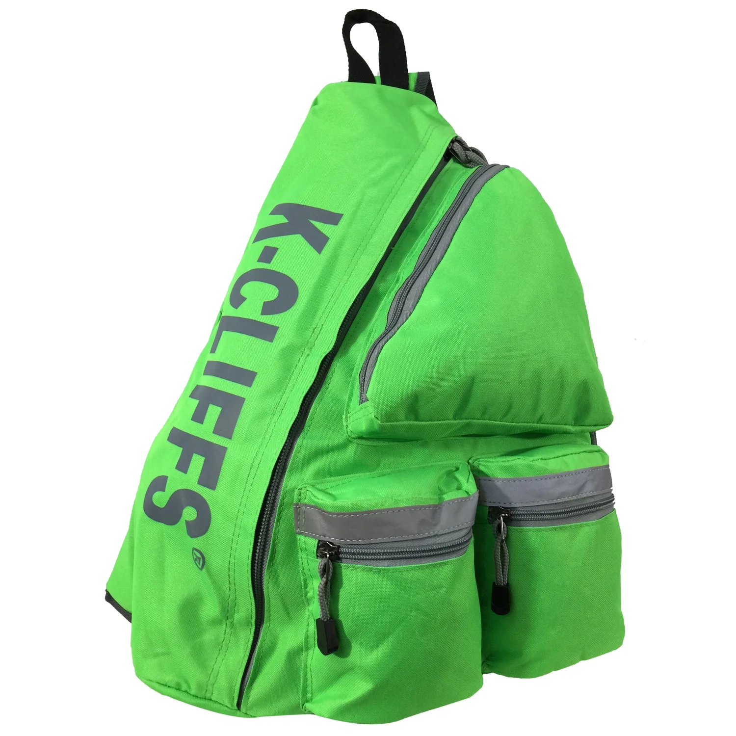 K-Cliffs 19 inch Unisex Reflective Sling Messenger Backpack Bright Green Student  Daypack