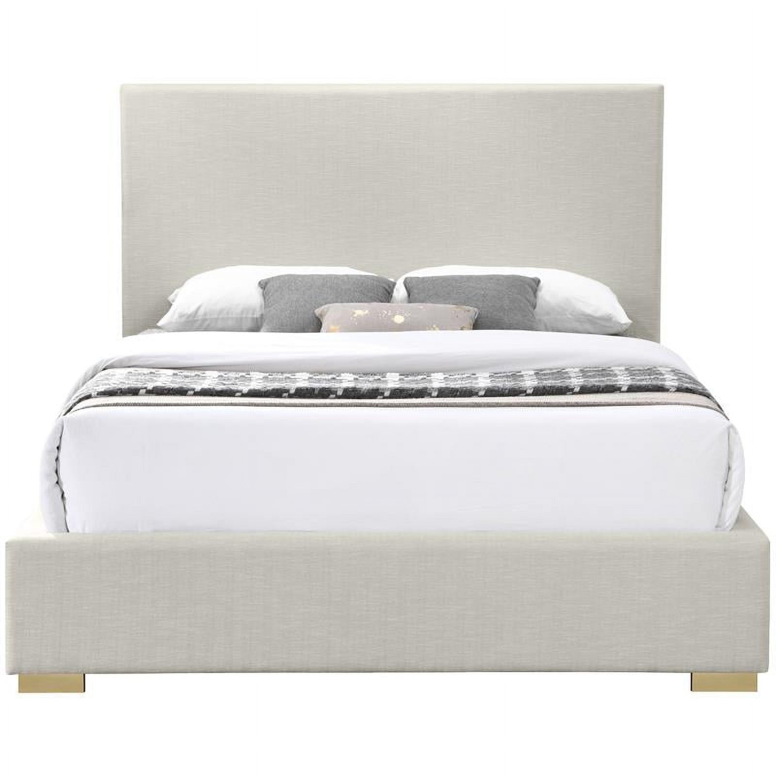 Meridian Furniture Crosby Beige Linen Textured Fabric Queen Bed