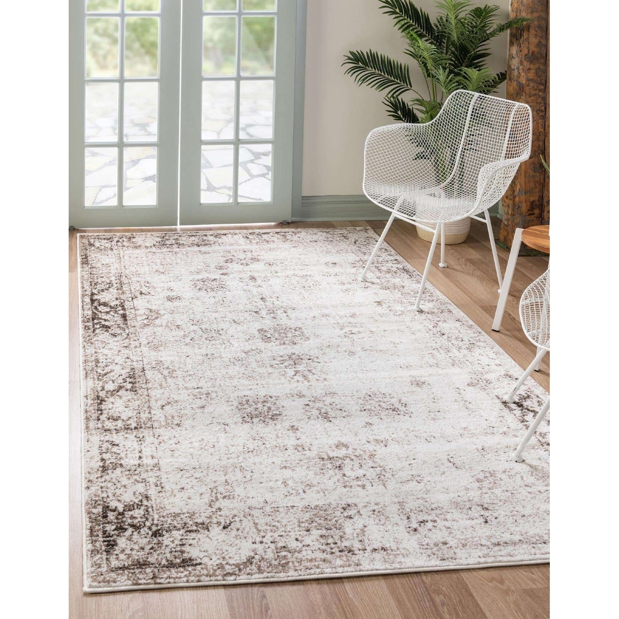 Transitional Fredo Collection Area Rug 4' Round - Dark Gray