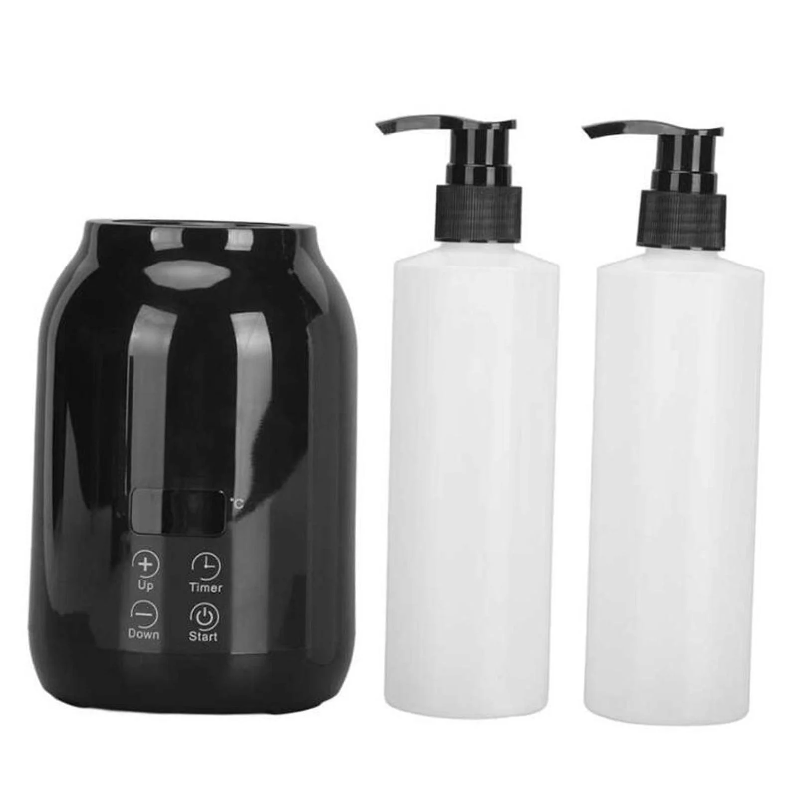 Single Bottle Massage Oil Heater Quick Heating Small with 2Pcs Empty Bottles Black