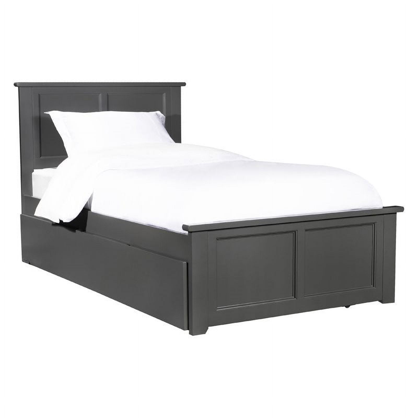 Leo & Lacey TW Platform Bed w Matching FtBoard and Twin Trundle in Gray