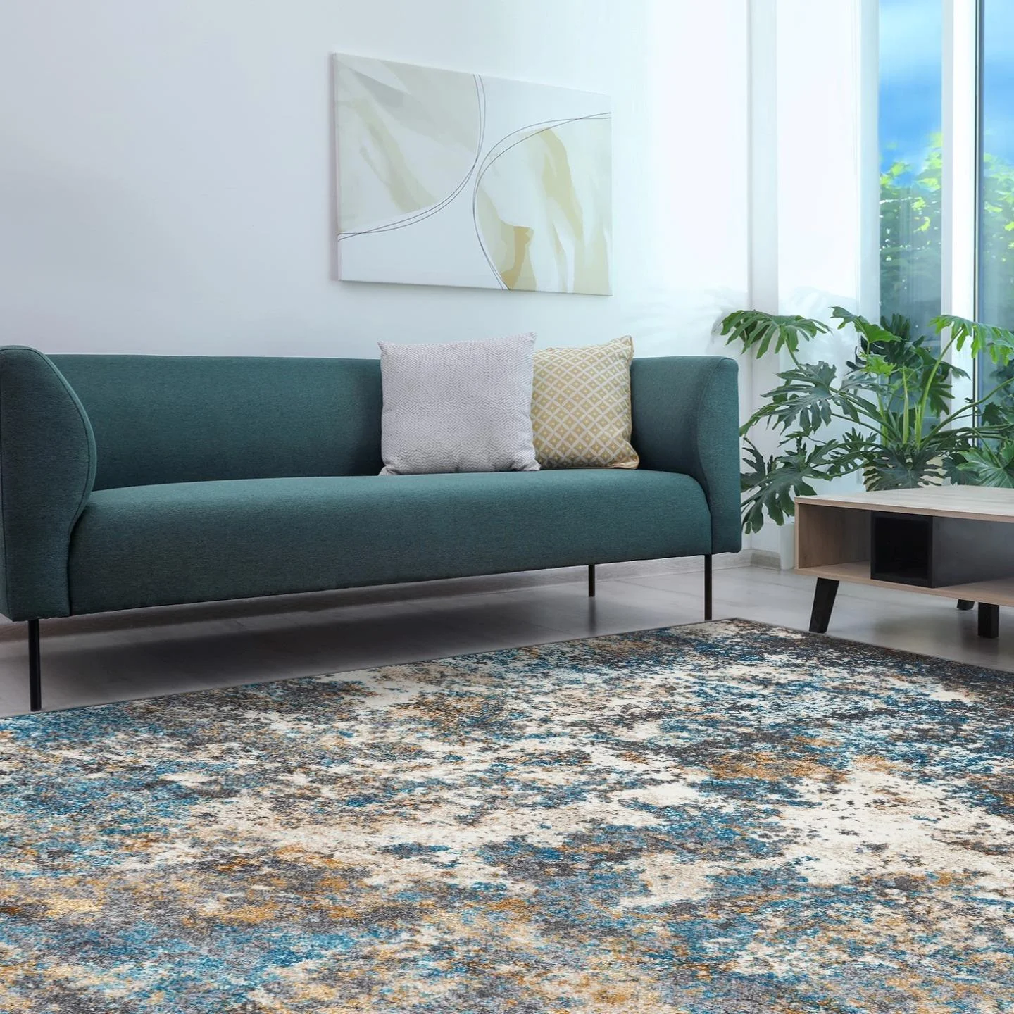 Luxe Weavers Modern Abstract Area Rug - Turquoise 8x10