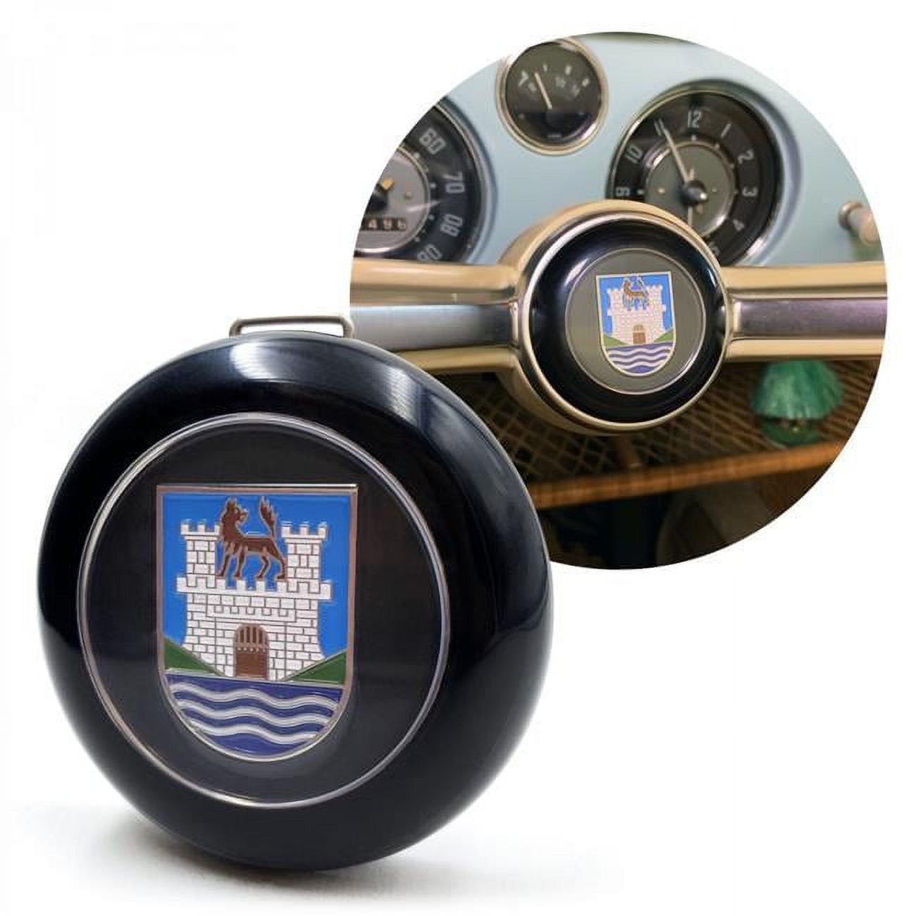 KaferLab 789496 VW Steering Wheel Wolfsburg Crest Horn Button for 1962-71 Beetle Ghia Type 3