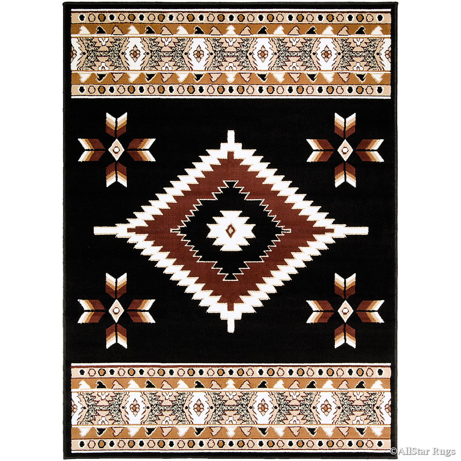 Allstar Black Woven High Quality Rug. Traditional. Persian. Flower. Western. Design Area Rug (7' 7