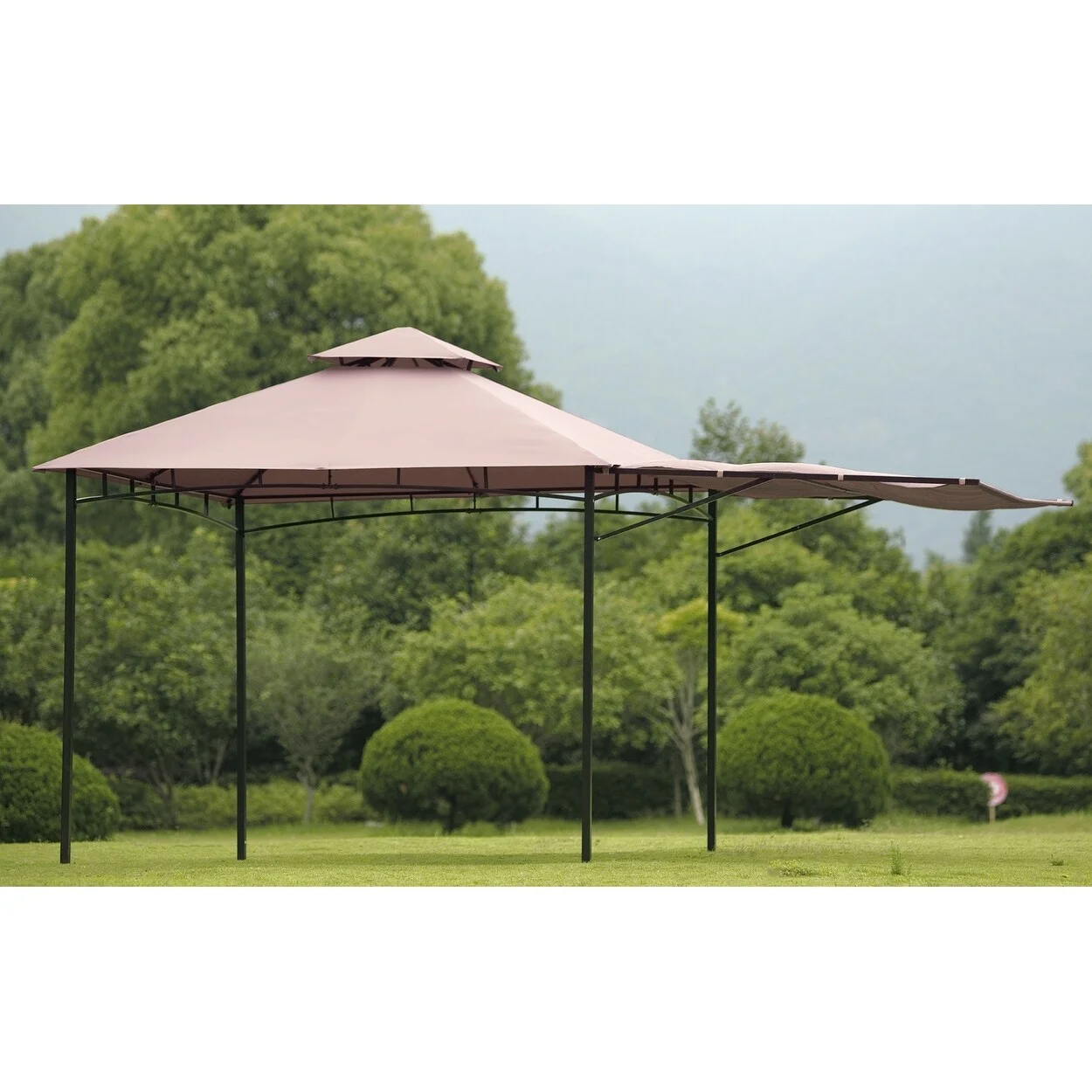 Outdoor Grill Canopy, BBQ Gazebo Tent with UV Protection and Extendable Awnin - beige