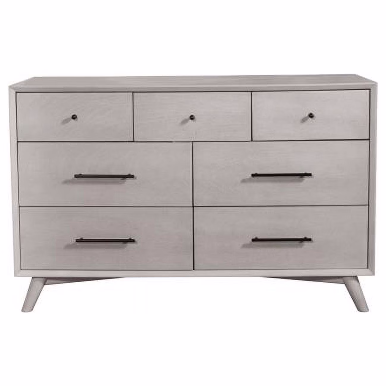59 in. Gray Solid Wood Seven Drawer Double Dresser