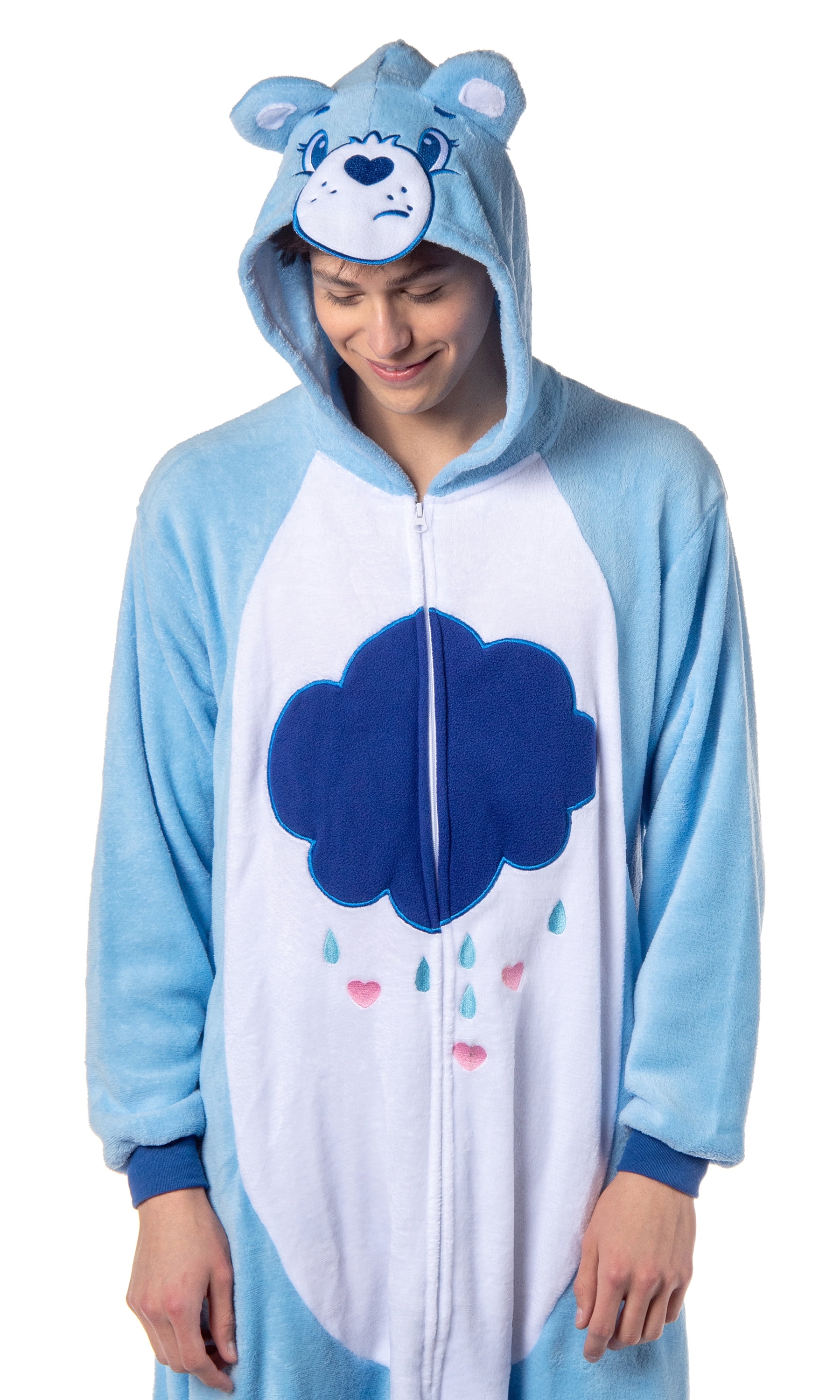 Care Bears Adult Grumpy Bear Hooded Fleece Union Suit Costume Cosplay (OSFM)