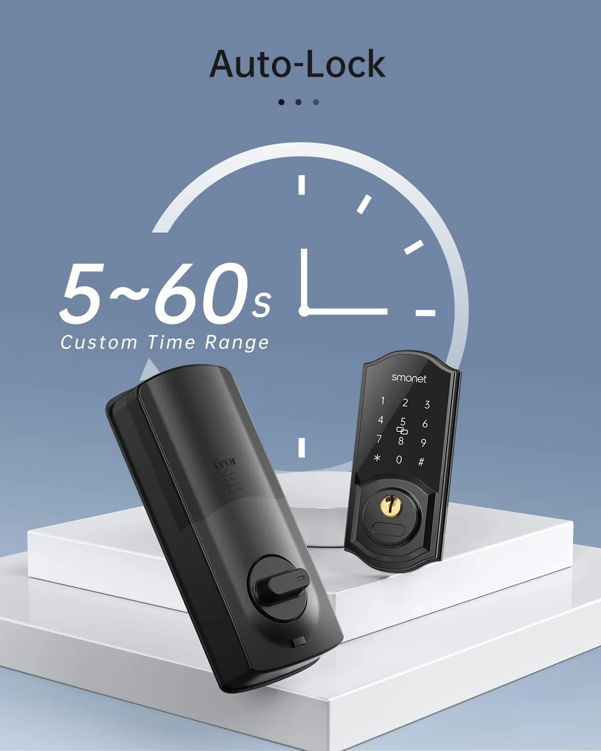 Update WiFi Door Lock,SMONET Remote Control Smart Deadbolt, Digital Electronic Keyless Entry Locks Bluetooth Touchscreen Auto Lock with Gateway Hub, Work with Alexa,APP,Code,Key for Home Front Door