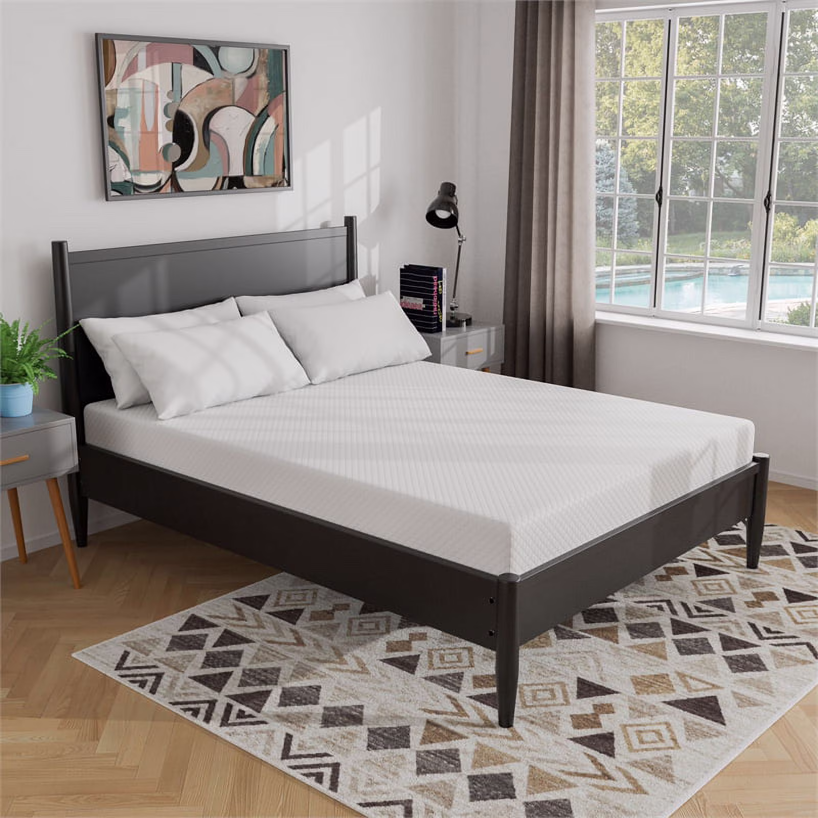 FOA Belkor Solid Wood Queen Platform Bed with 10