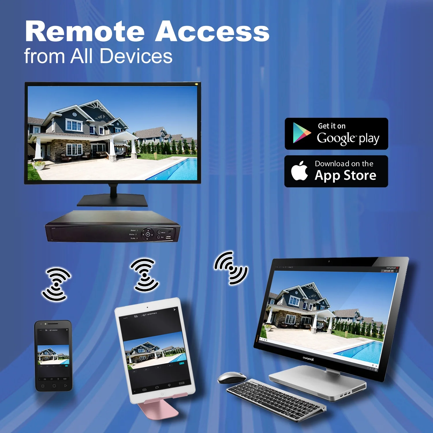 101AV 16 Channel 4TBHard Drive NVR 4MP/1080P H.265/H.264 Network Video Recorder, No Built-in PoE Ports & WiFi, HDMI/VGA/BNC Video Out, Mobile APPs, Supports 18 x 4MP IP Cameras