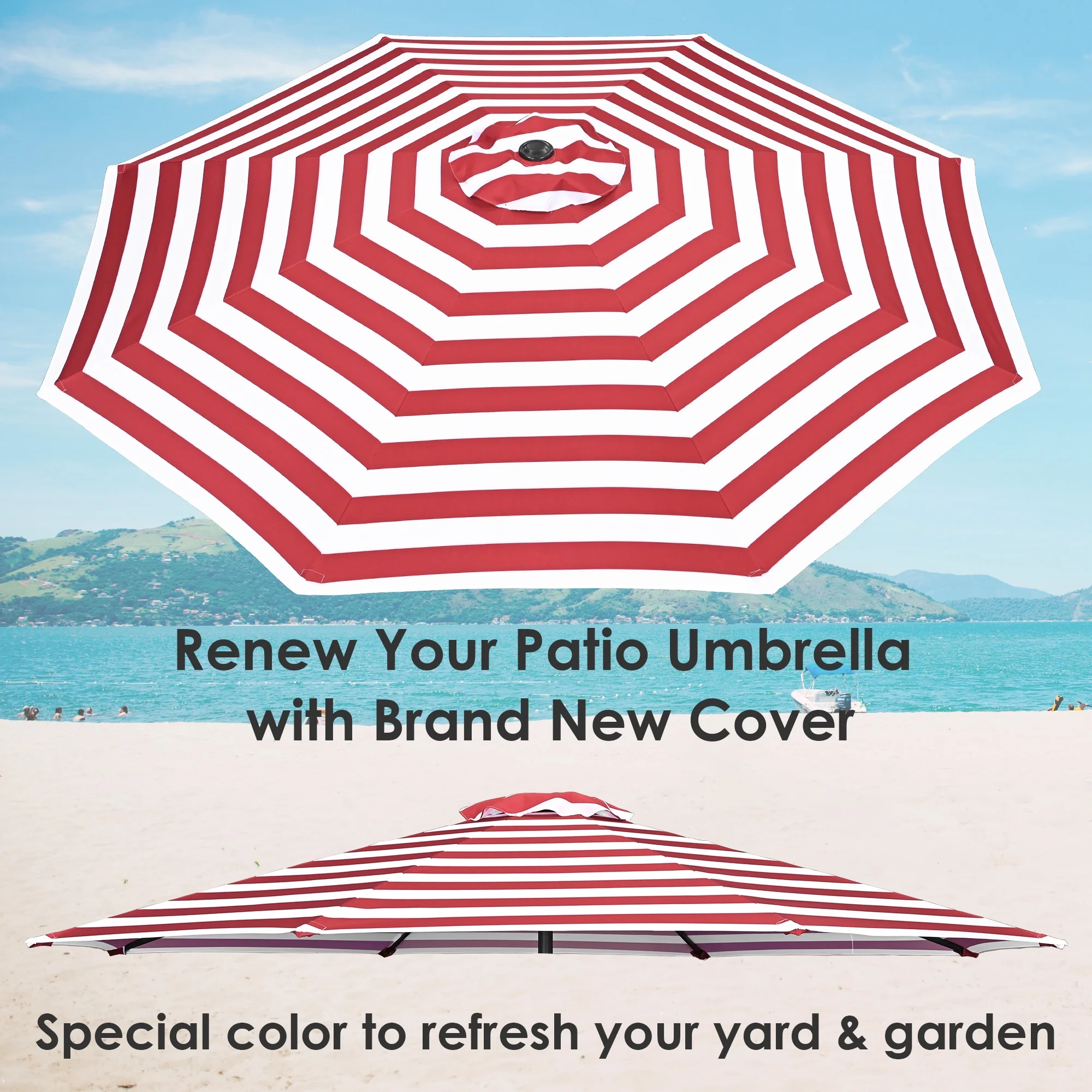 Yescom 8 Ft Patio Umbrella Replacement Canopy Market Table Top Sunshade Cover Outdoor