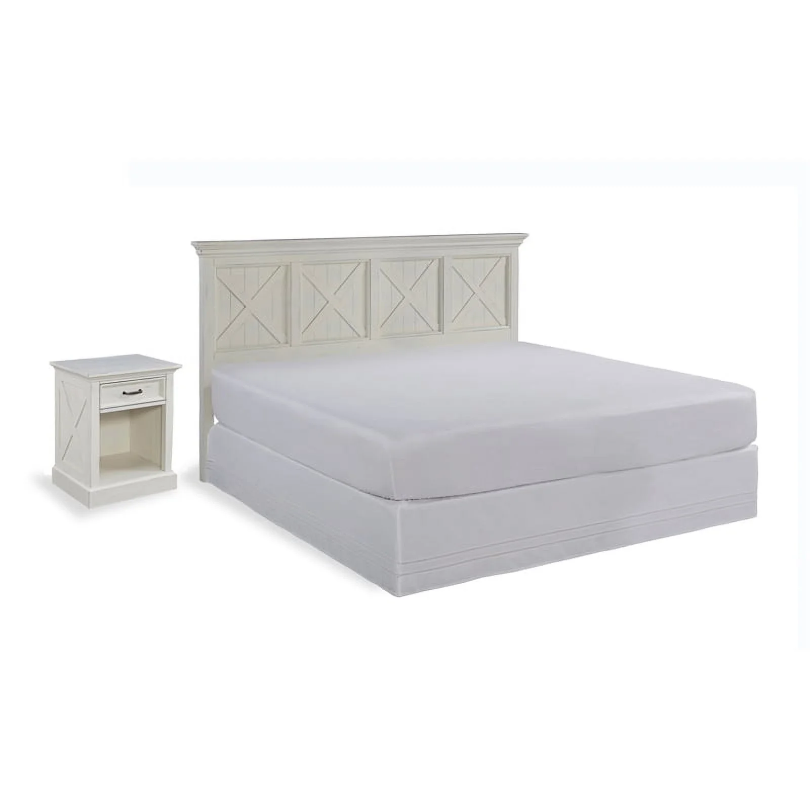 Home Square 3-Piece Set with 2 Nightstands and King Headboard in Off White