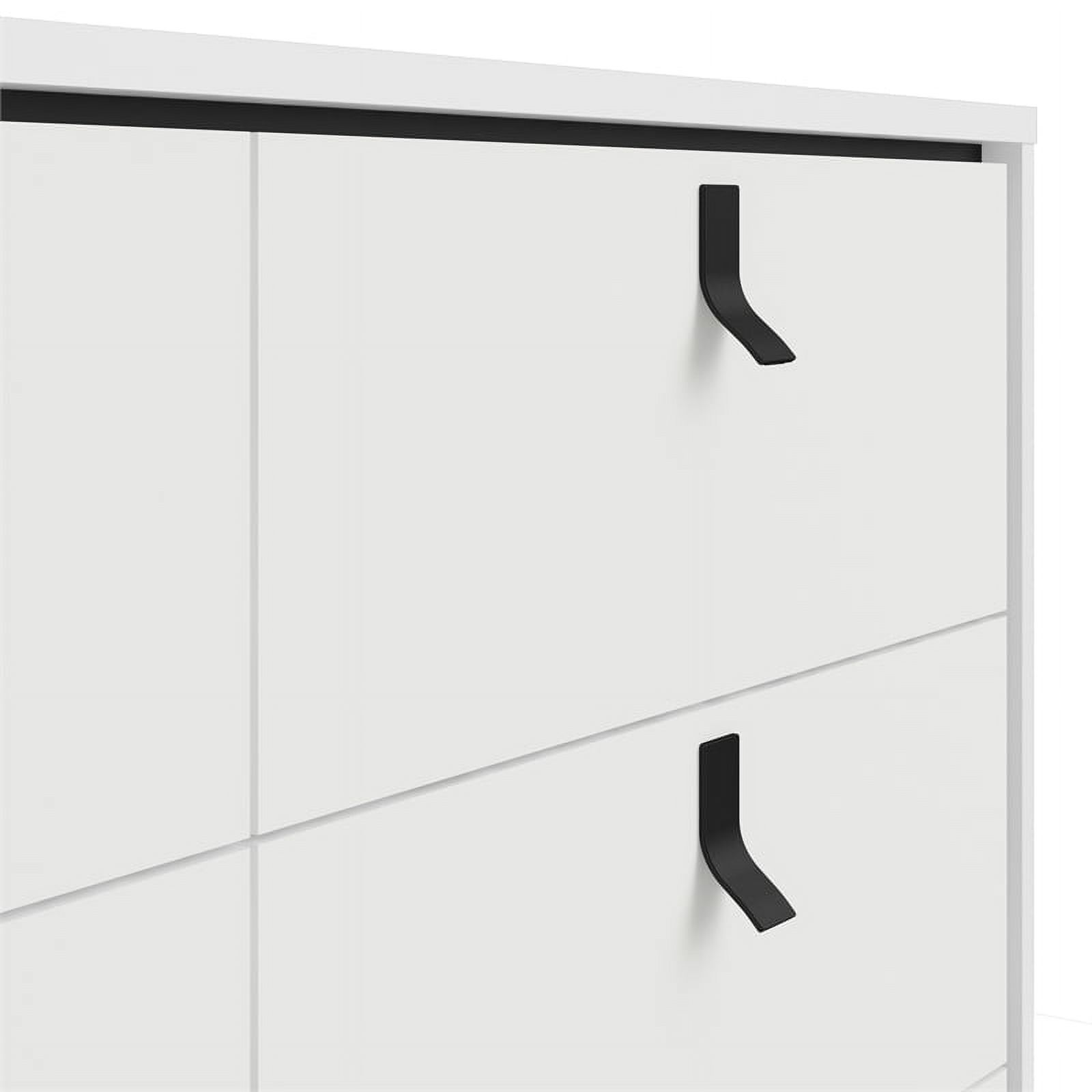 Pemberly Row Engineered Wood 6 Drawer Double Dresser in White Matte and Black