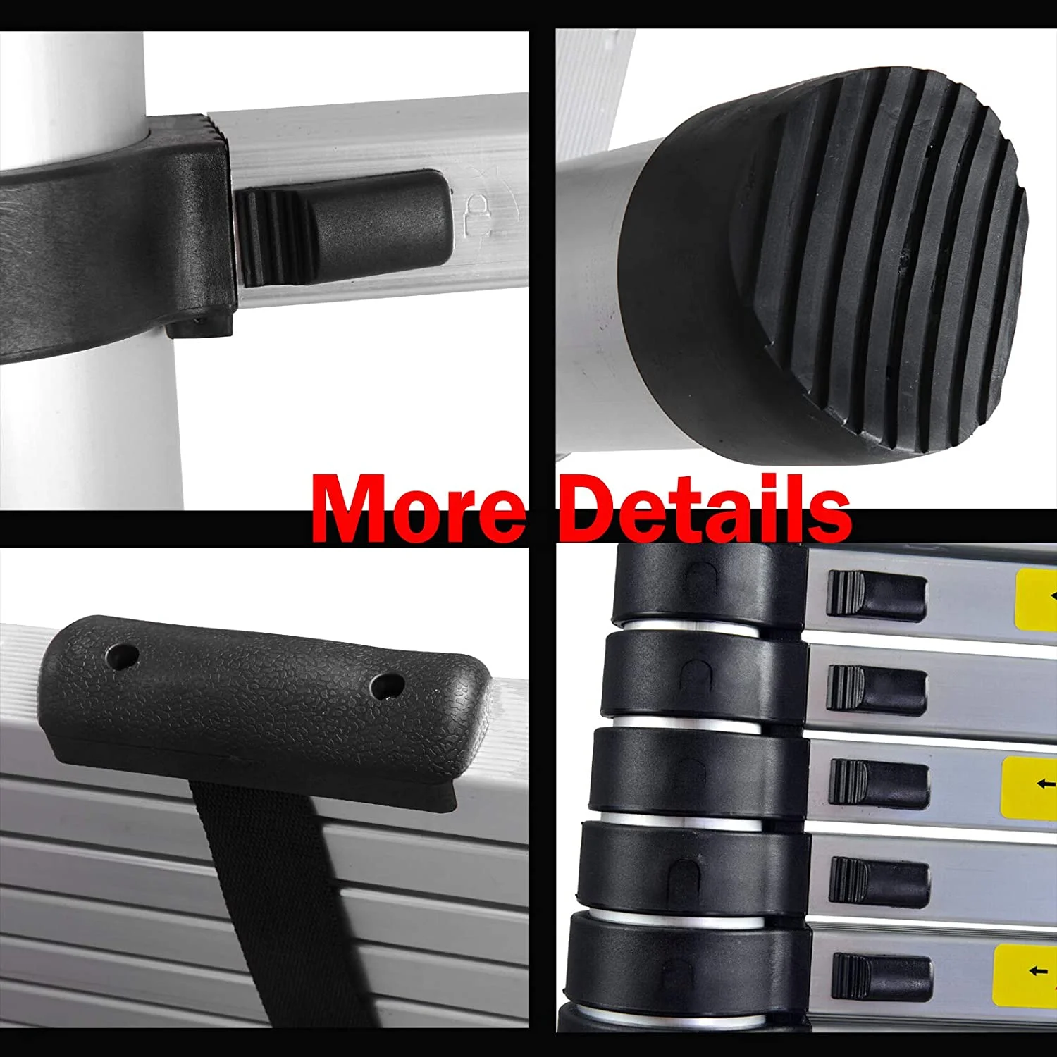 Bowoshen 16.5Ft Aluminum Telescoping Ladder,2 Detachable Hooks Multi-Use Retractable Foldable Extension Step Attic Ladder,330lbs Load Capacity,BS1