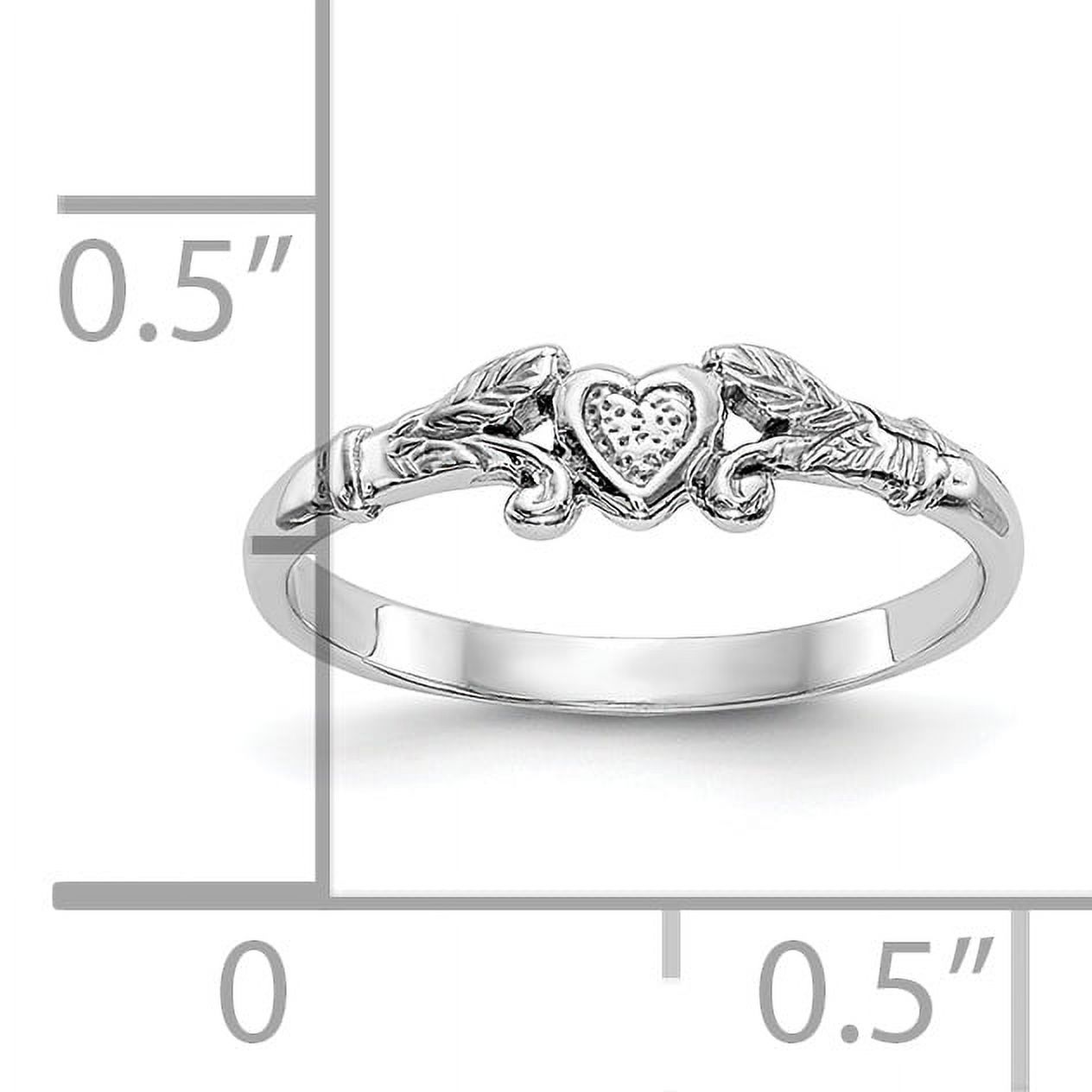 Saris and Things 10K White Gold Textured Mini Heart Baby Ring