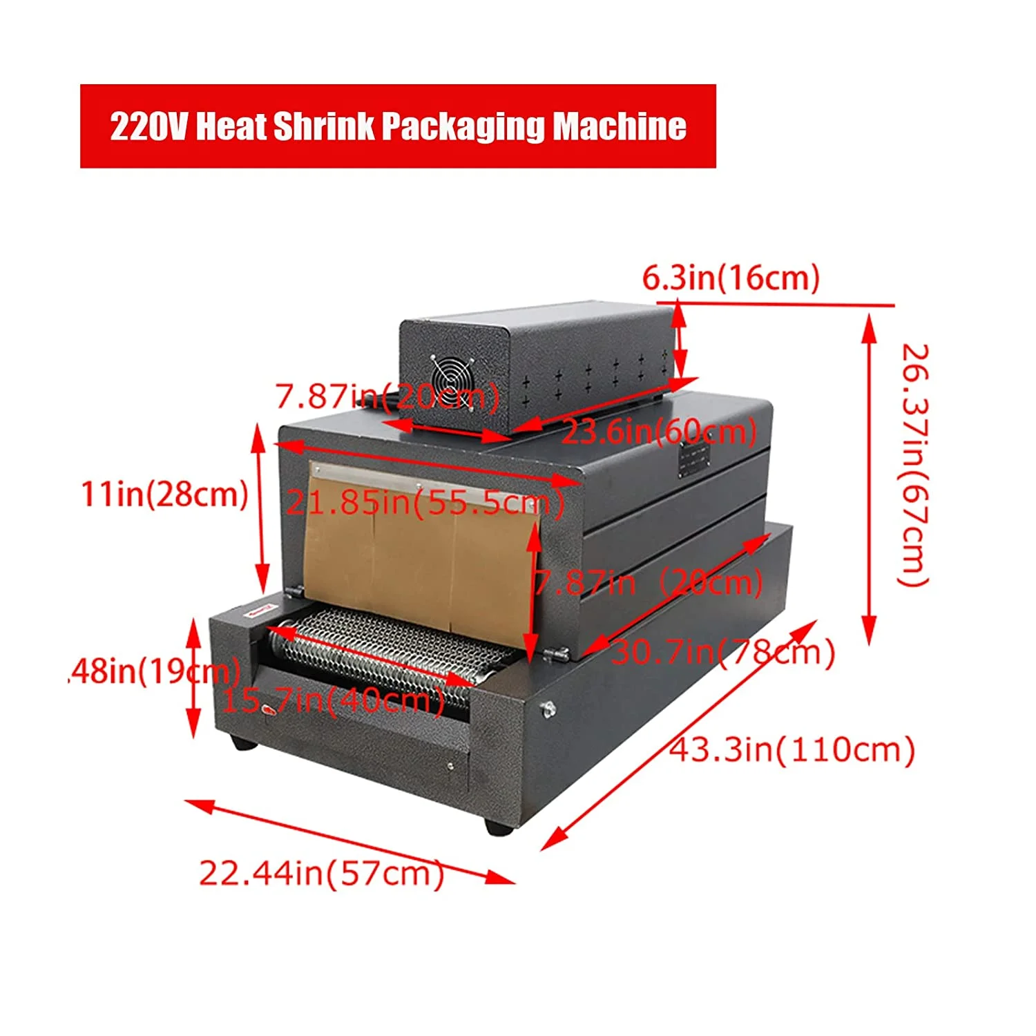 INTSUPERMAI Auto Heat Shrink Wrap Machine Thermal Film Shrink Tunnels Packaging Machine 220V