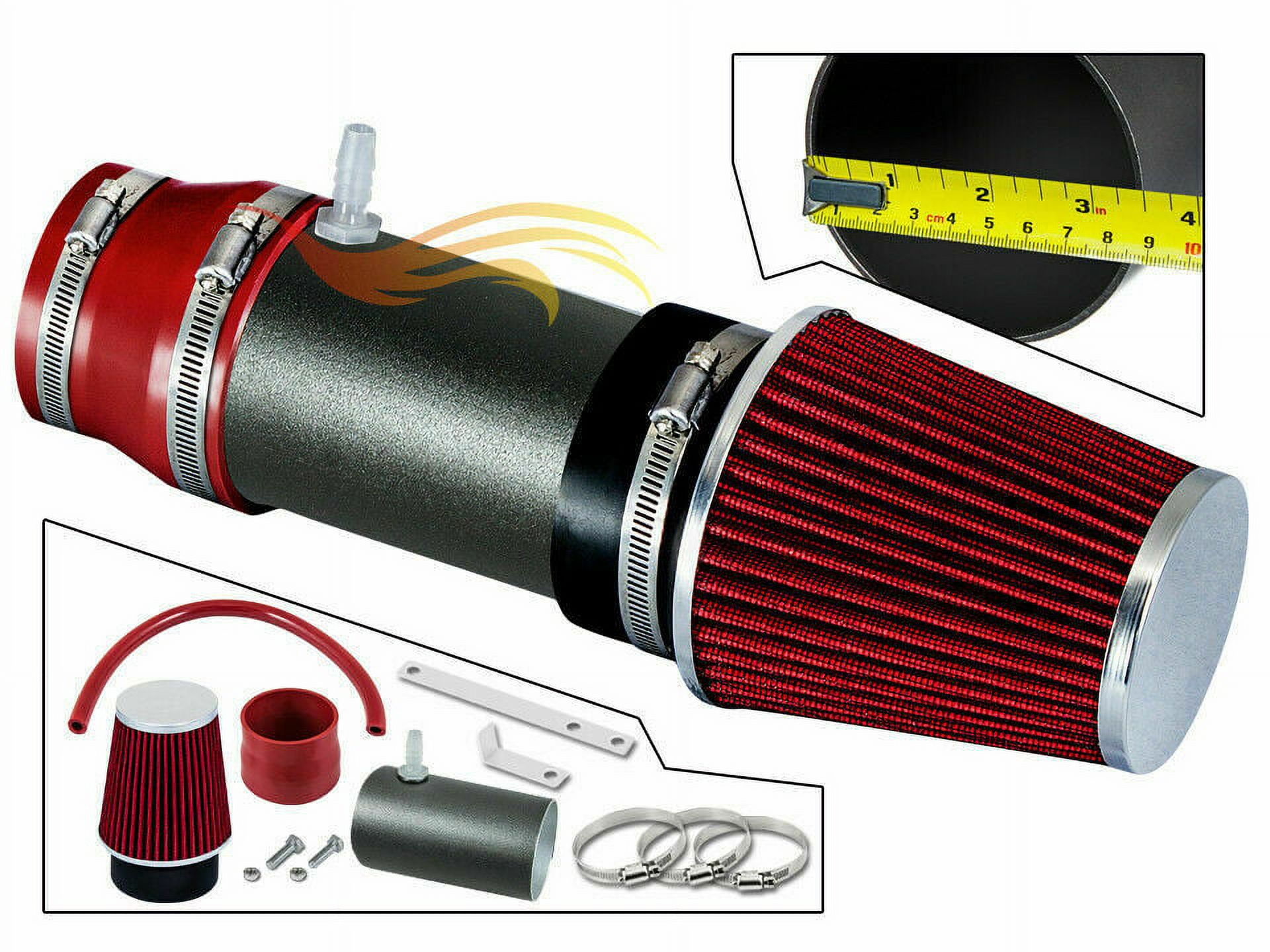 RW SERIES - MATTE BLACK PIPE RED - SHORT RAM INTAKE Compatible For 03-07 Honda Accord LX EX 3.0L V6