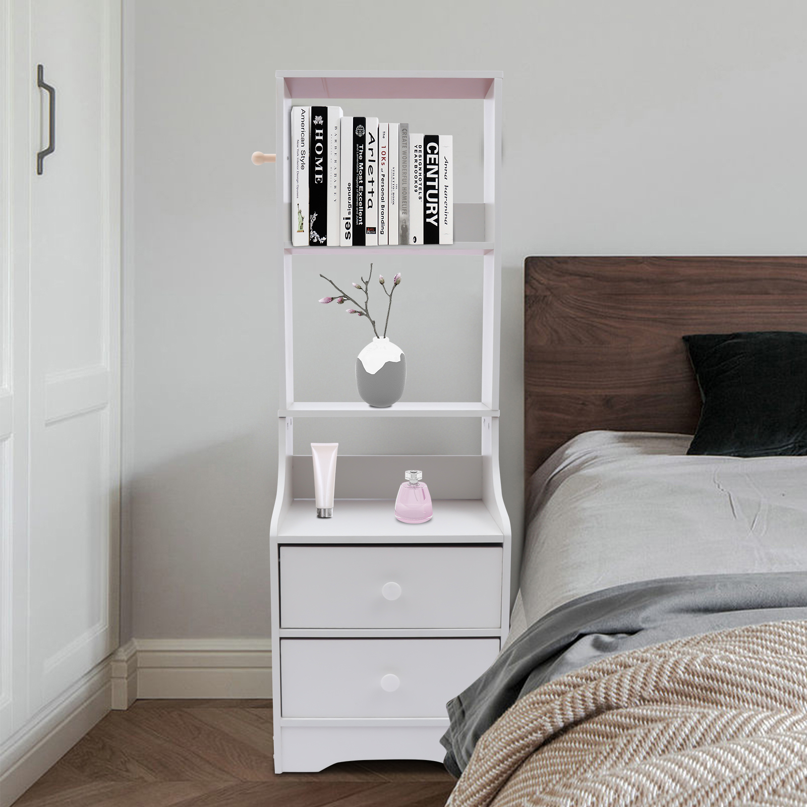 Modern 2 Drawer Chest of Drawer Bedside Table Nightstand Furniture Bookshelf