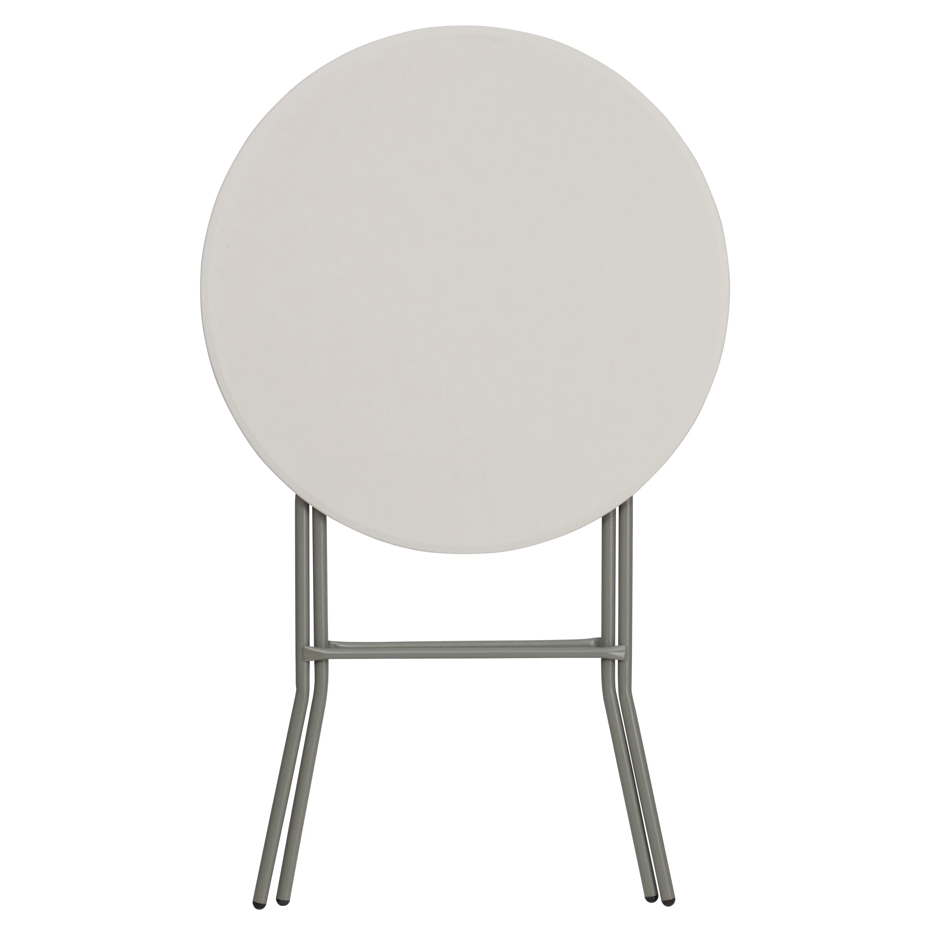 BizChair 2.63-Foot Round Granite White Plastic Bar Height Folding Table