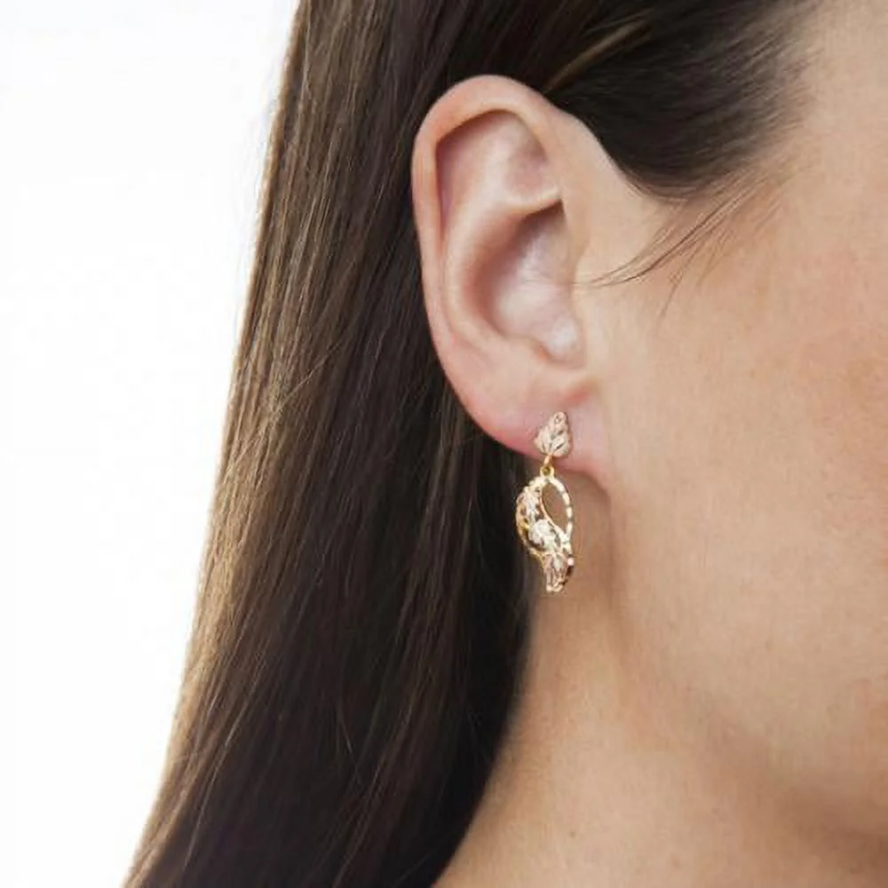 Black Hills Dangling Tri Color 10k Gold Earrings