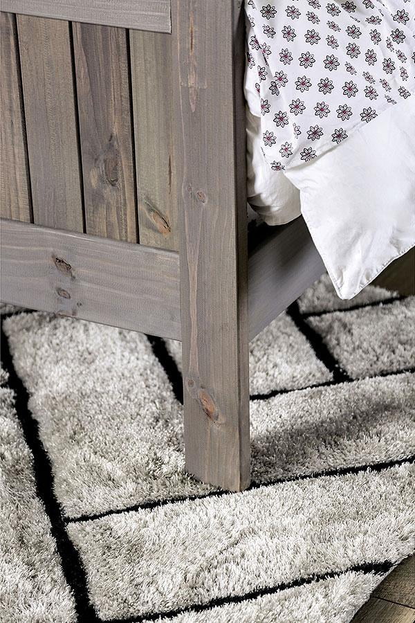 Rustic Weathered Gray Pine Wood Queen Bedroom Set 6pcs FOA AM7973 Rockwall