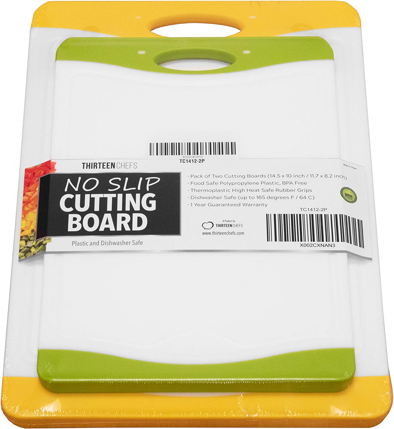 Thirteen Chefs Non-Slip Plastic Cutting Board Set