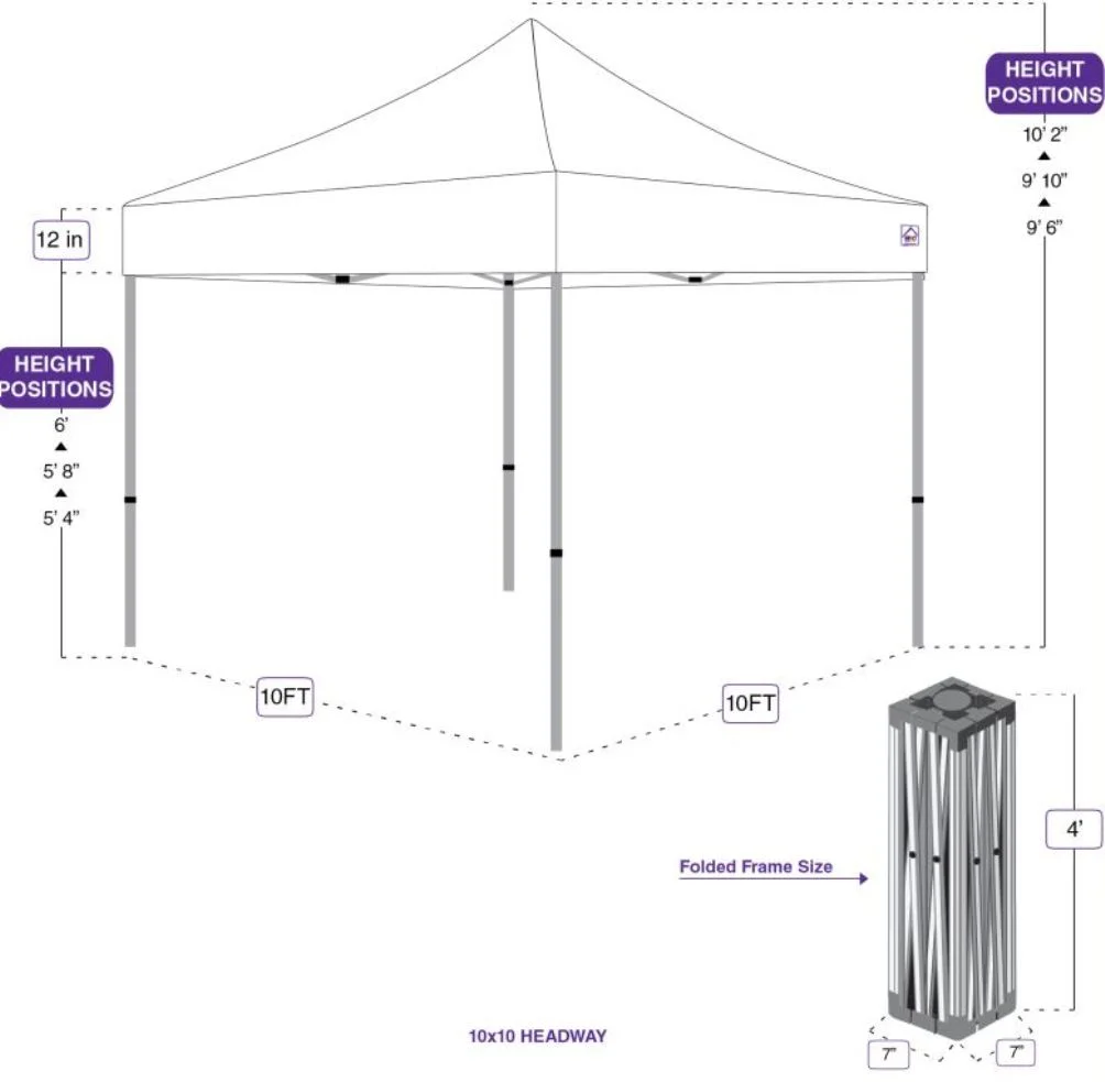 Impact Canopy 10' x 10' Canopy Tent, UV Coated, Black Steel Framed, Pop Up Tent Includes Roller Bag, Black