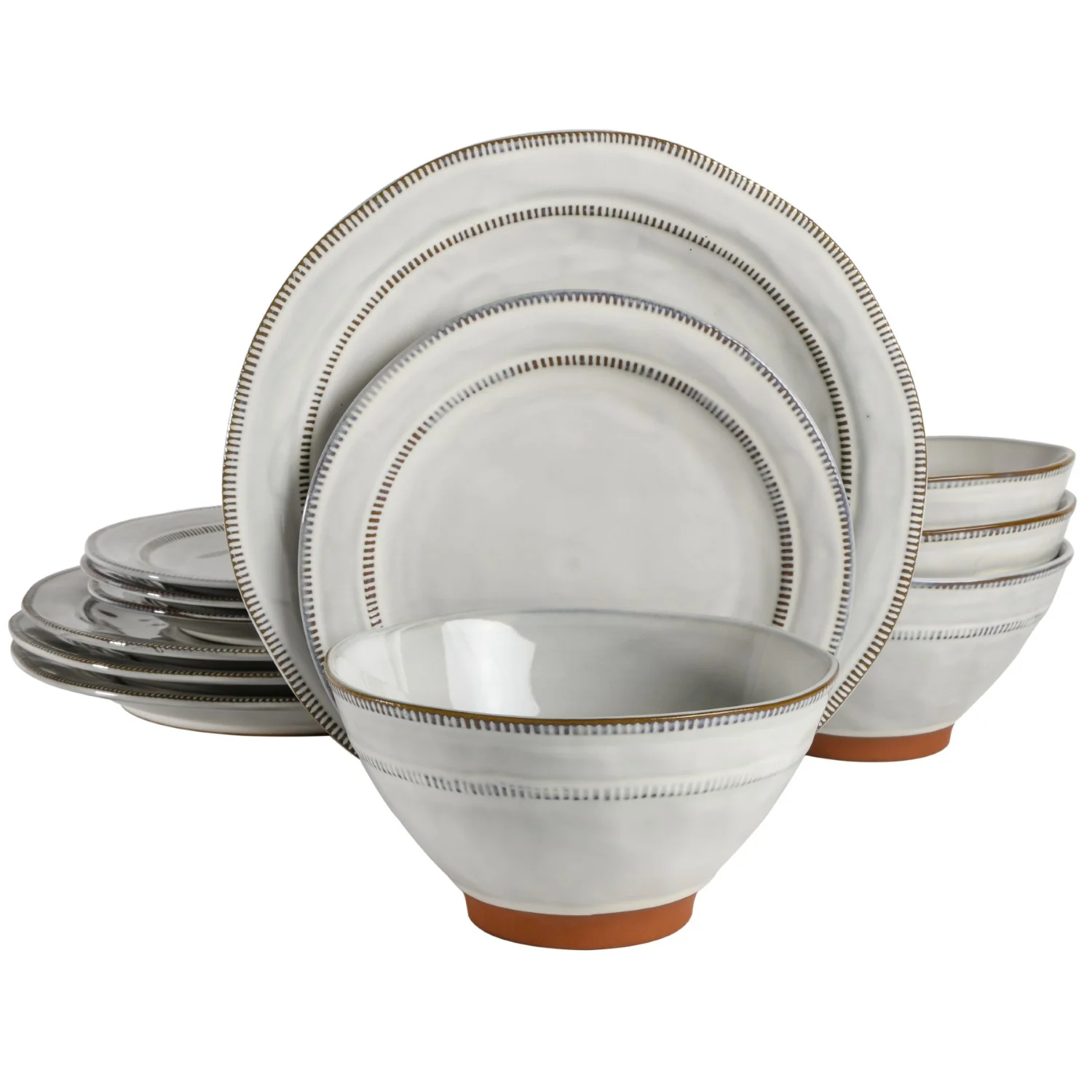 Gibson Elite Terranea 12 Piece Dinnerware Set - White