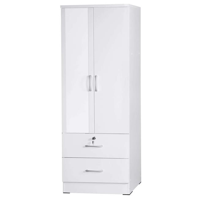 Grace Armoire Wardrobe Cabinet with Mirror & Drawers, White