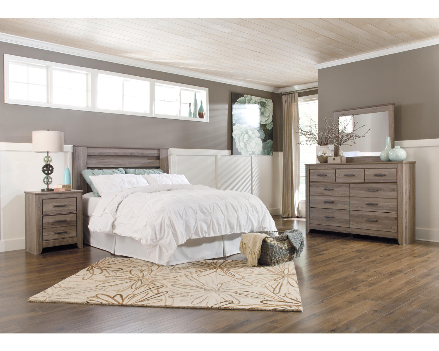 Signature Design by Ashley Casual Zelen Queen Panel Headboard  Warm Gray